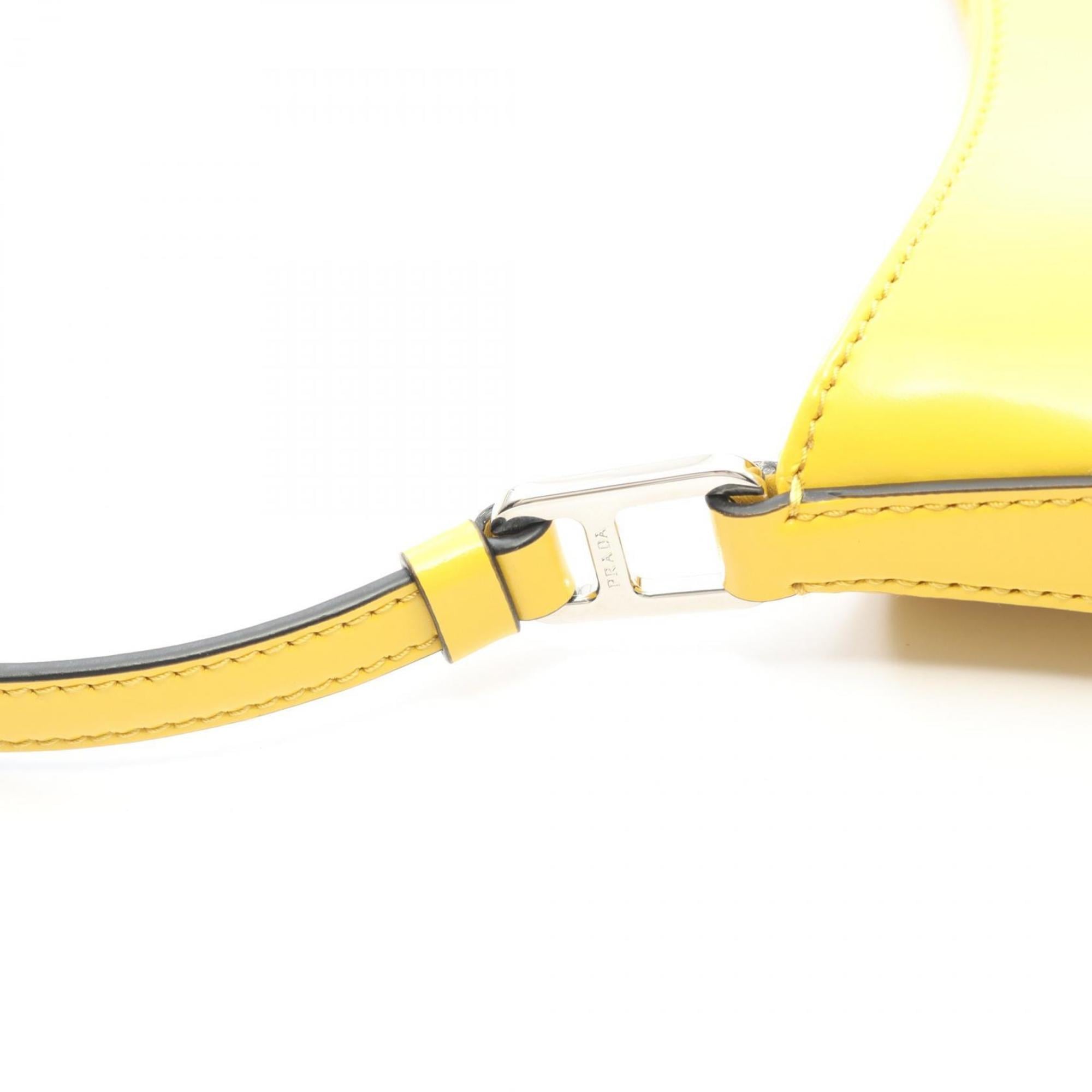 Prada Cleo Shoulder Bag in Brushed Leather, Yellow, Women's, 1BC499