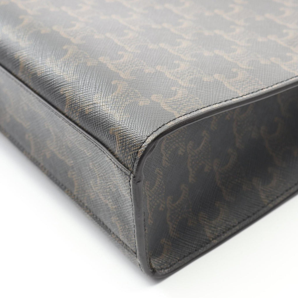 Celine Small Vertical Cabas Triomphe Tote Bag, Coated Canvas and Leather, Women's, Black Brown, 191542