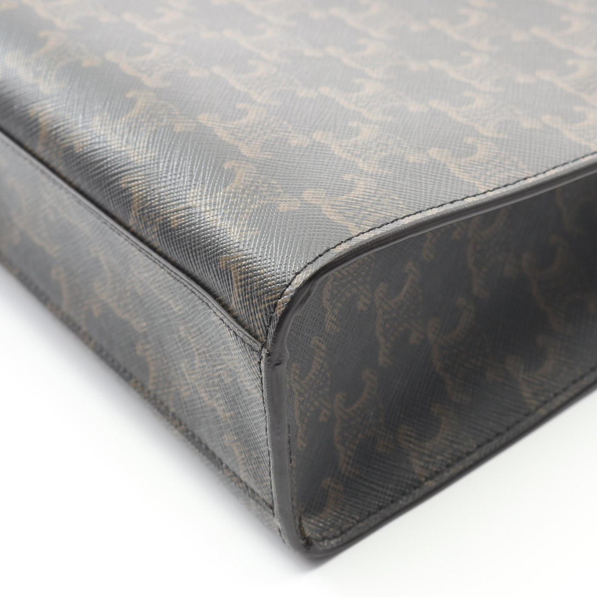 Celine Small Vertical Cabas Triomphe Tote Bag, Coated Canvas and Leather, Women's, Black Brown, 191542