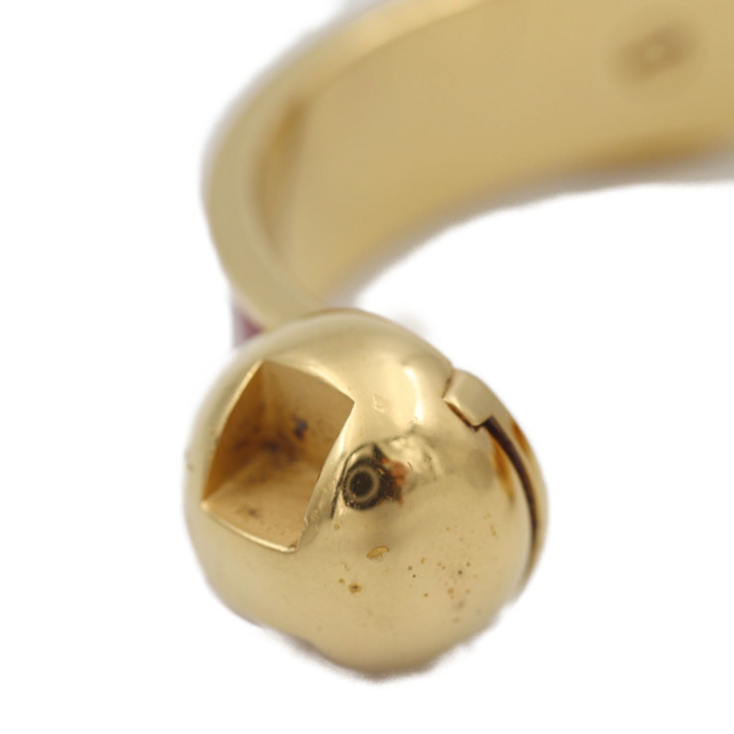 HERMES Hermes Bangle Metal Leather Gold Red C Cuff Bracelet