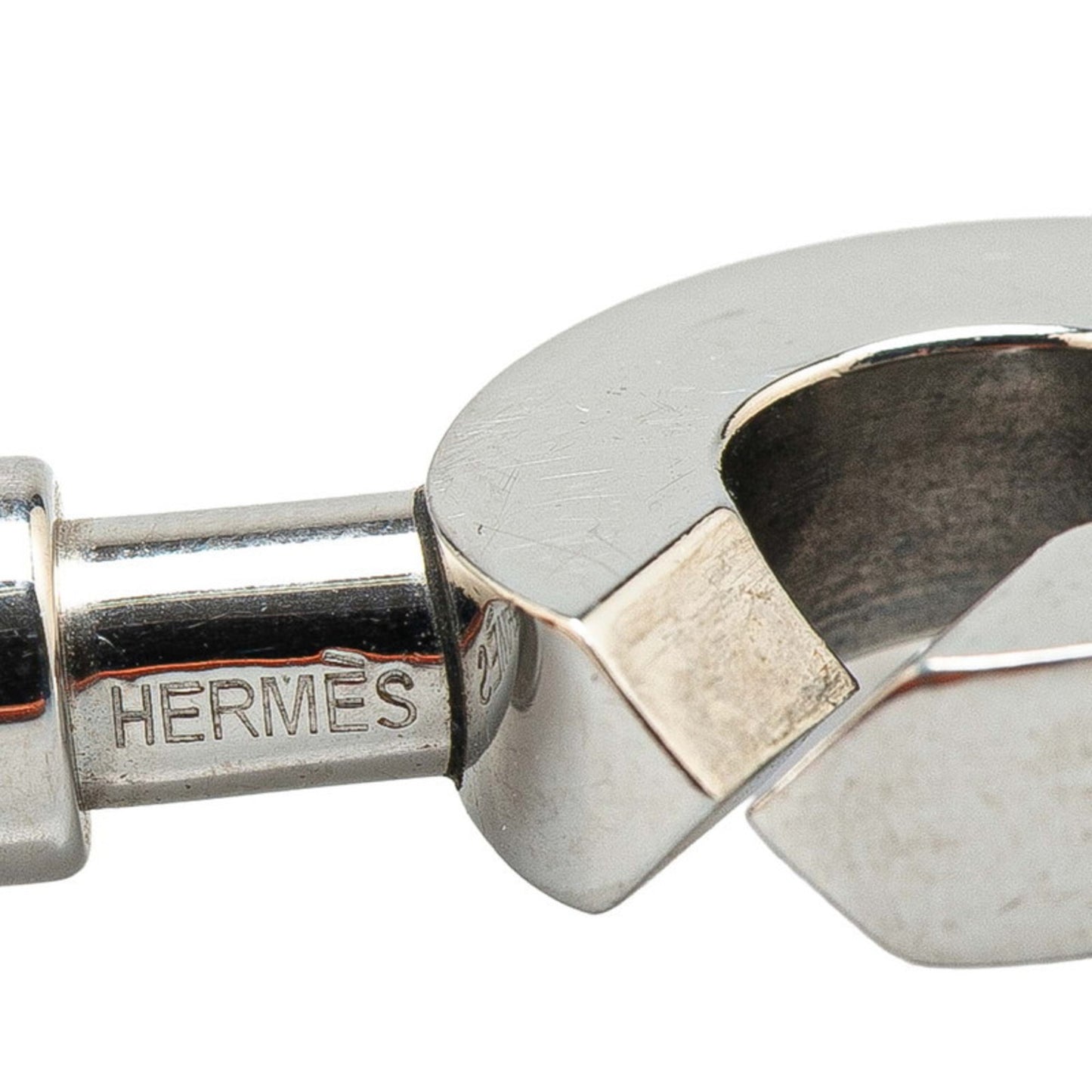 Hermes Lancelot Bracelet Choker in Brown and Silver Leather Metal for Women