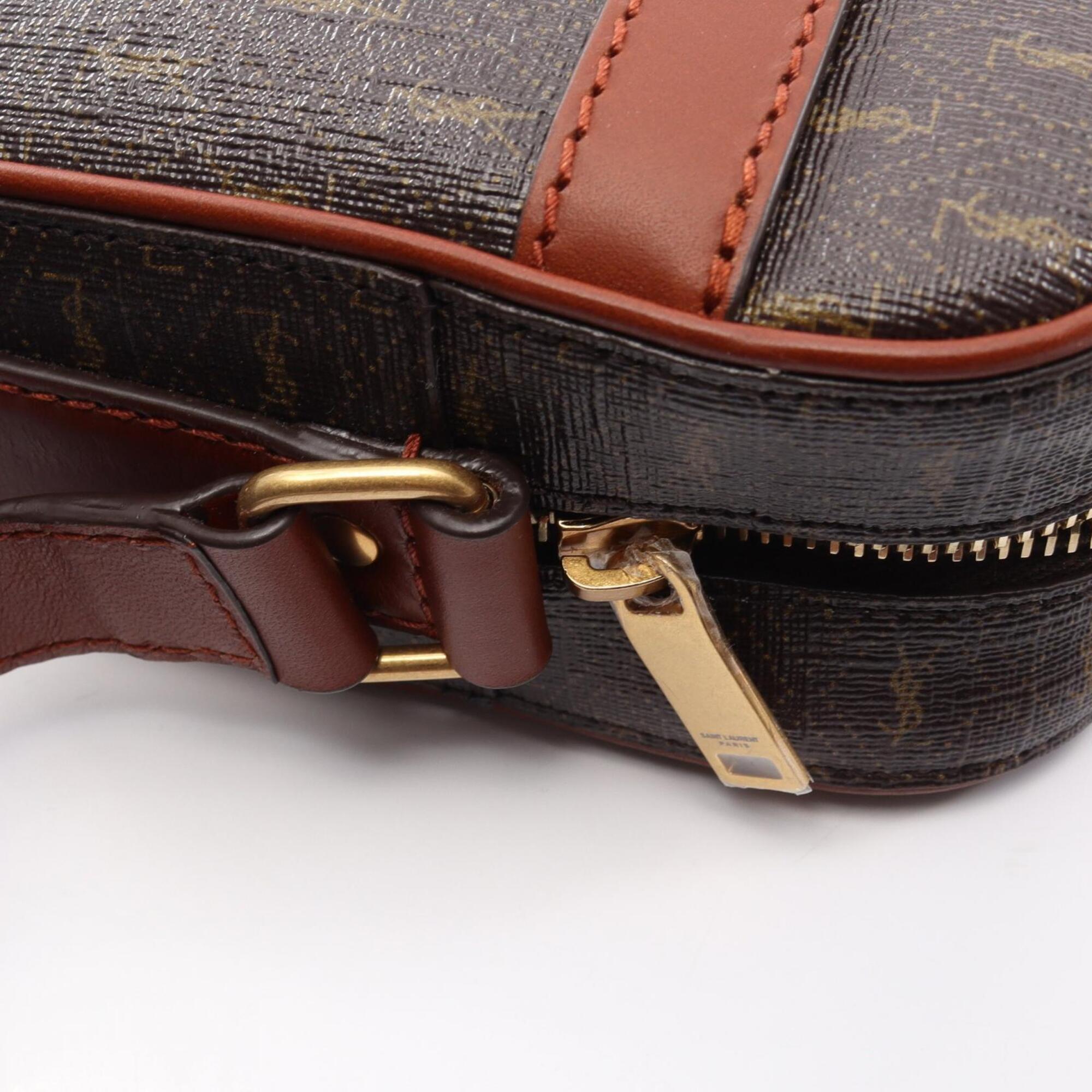 Yves Saint Laurent Saint Laurent Paris Monogram Camera Bag, Shoulder Handbag, Coated Canvas, Leather, Women's, Brown, 669957 — New - Store Return
