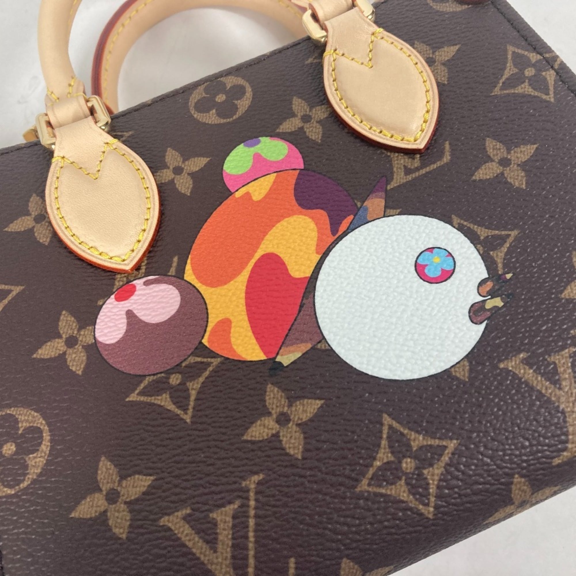 LOUIS VUITTON M13668 LV x TM On the Go BB Monogram Takashi Murakami Handbag Canvas Men's Women's Brown — New - Store Return