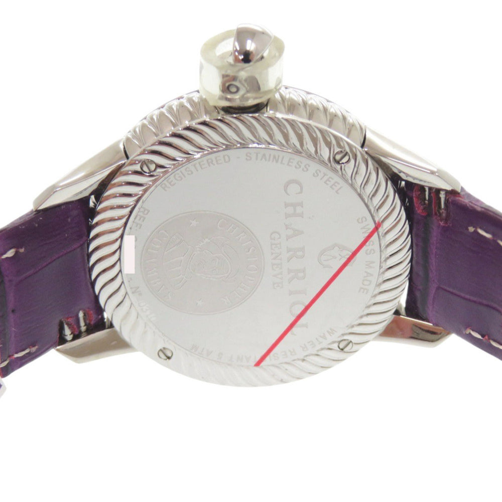 Unused Charriol Columbus 12-Piece Diamond Watch CO36QS.369.003, Stainless Steel Embossed Leather, Purple Dial, Quartz Movement, 0596 CHARRIOL — New - Store Return