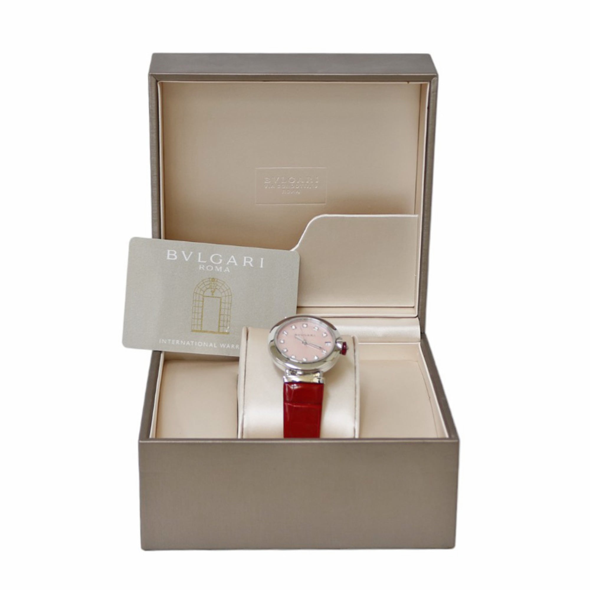 Bvlgari Lucea Stainless Steel Watch LU33C2SLD/11 Automatic Women's BVLGARI Pink Shell with 11 Diamonds, Overhauled — Good