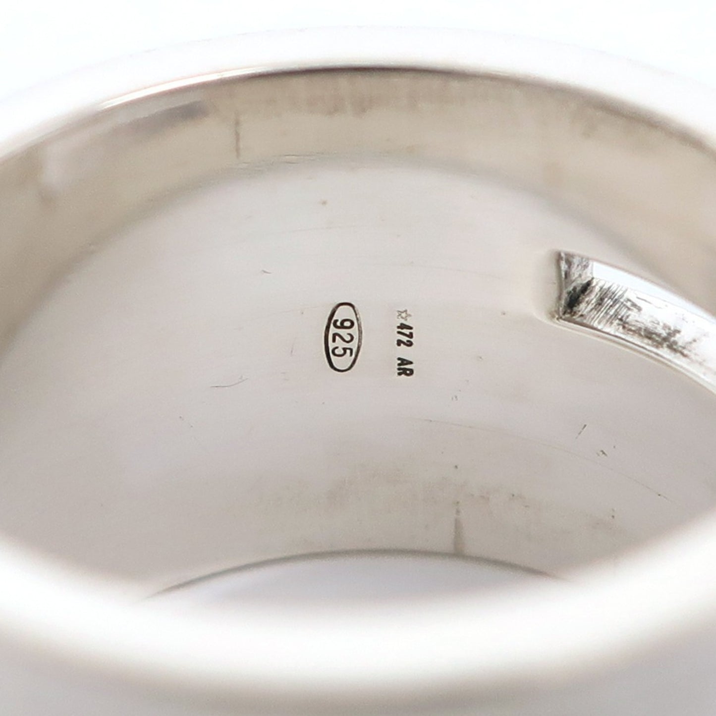 Gucci Branded G Wide Ring, Size 11, Sterling Silver, Approx. 11.6g, Women's