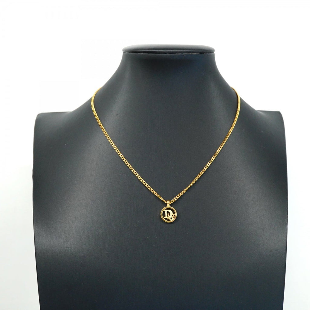 Christian Dior Necklace Circle GP Plated Gold for Women
