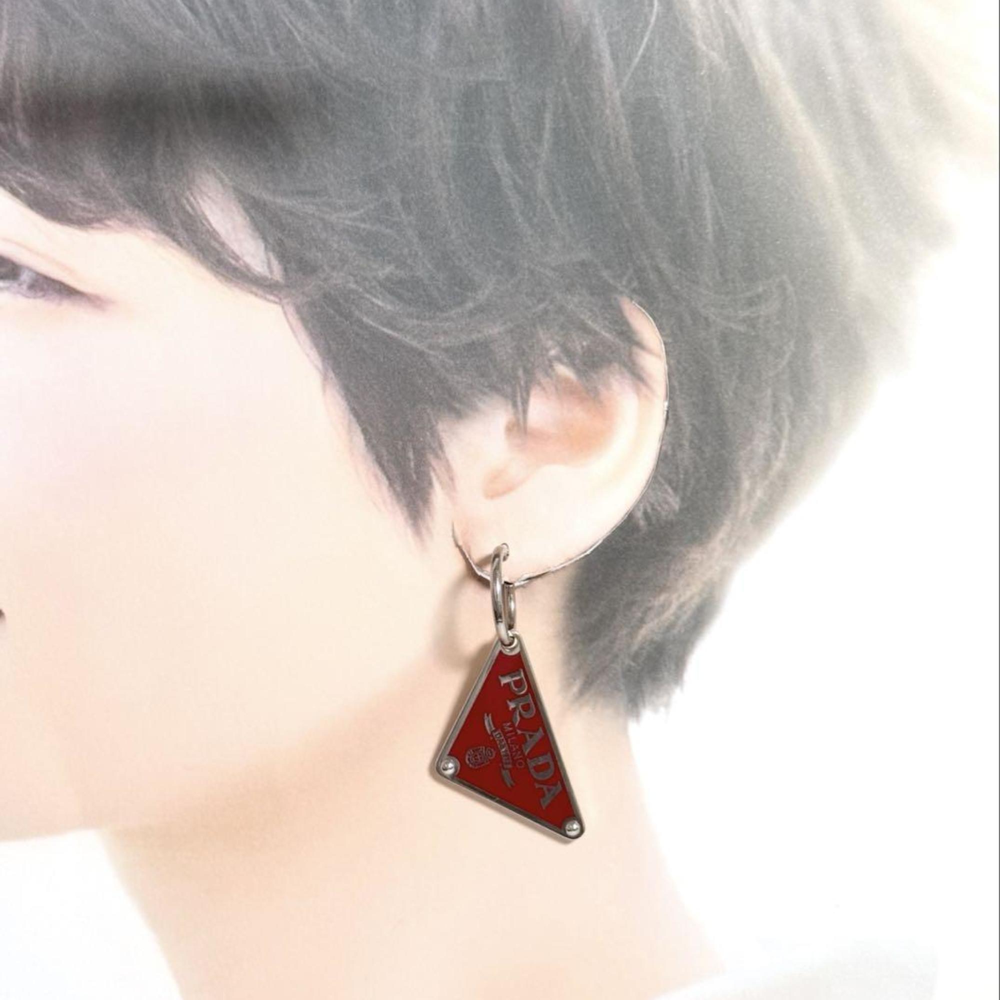 Prada Women's and Men's Single Earrings Symbol Silver 925