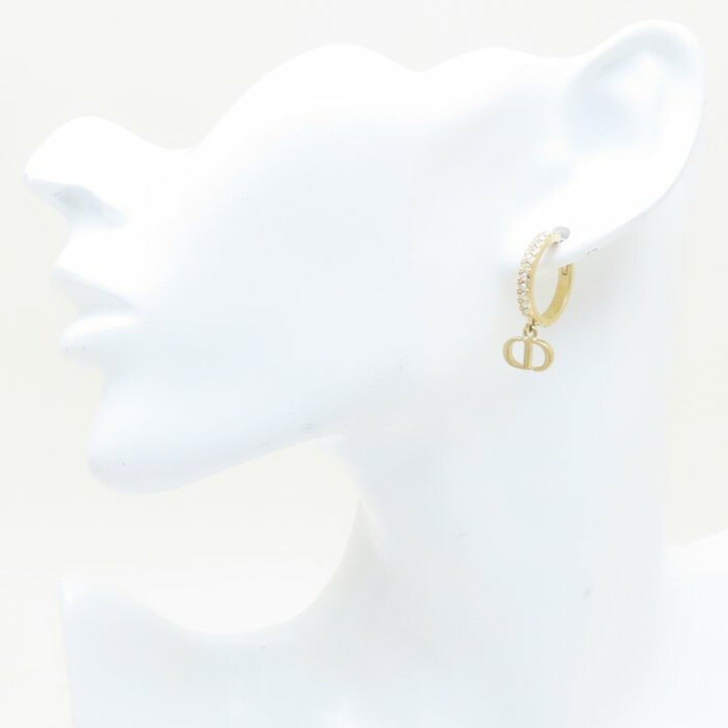 Christian Dior Montaigne Earrings Crystal Resin Pearl GP Gold Plated 293747