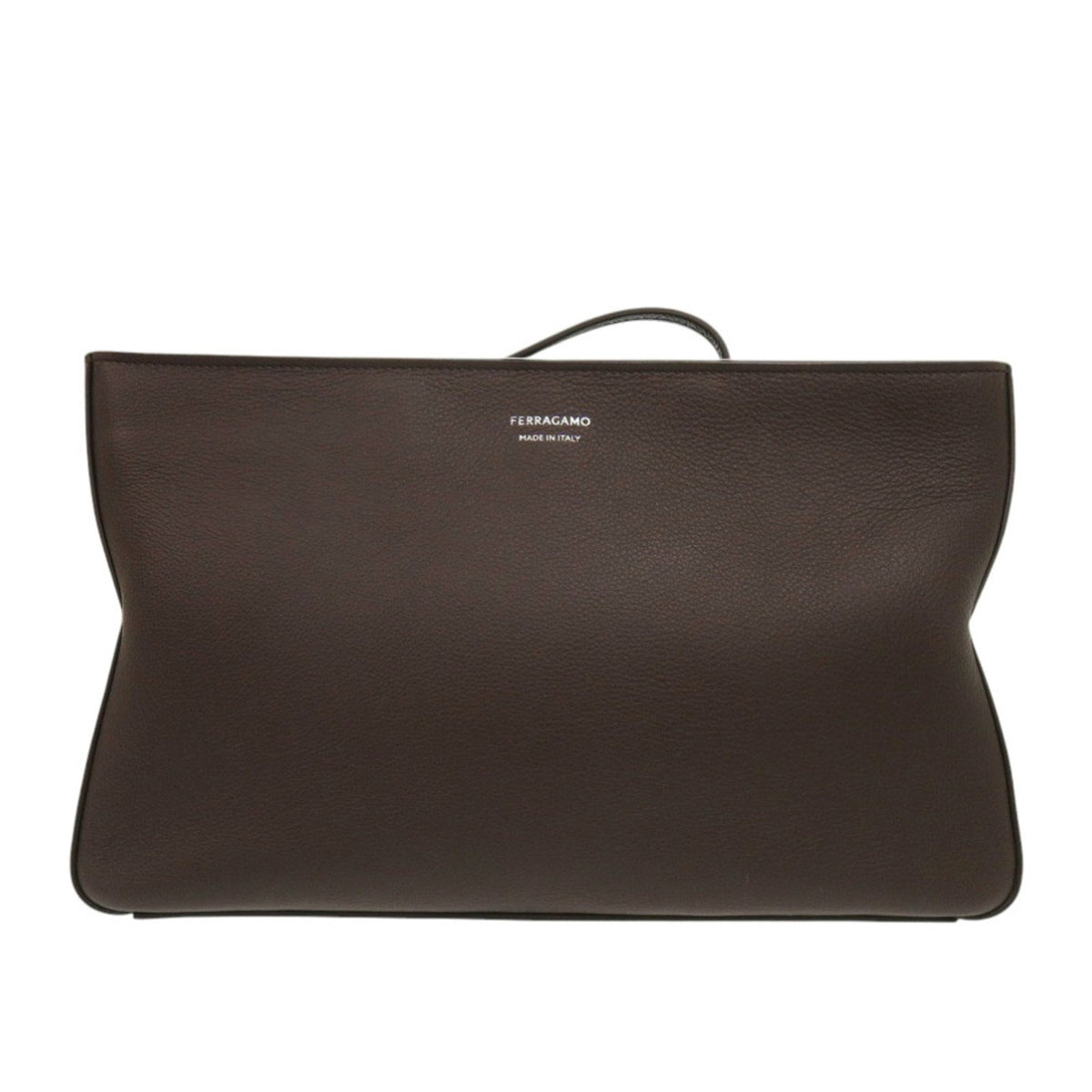 Salvatore Ferragamo 241445 Leather Brown Clutch Bag Second 0386Salvatore — Like New