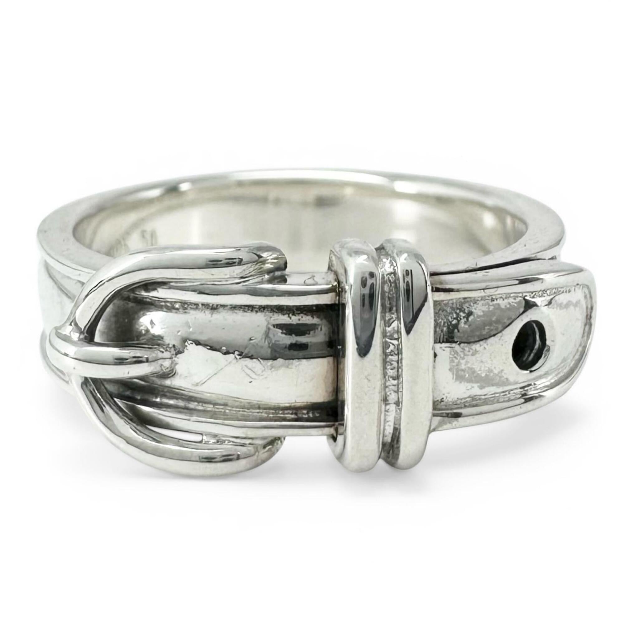 HERMES Vintage Ceinture Ring, SV925, Silver, Size 50, Women's — Like New