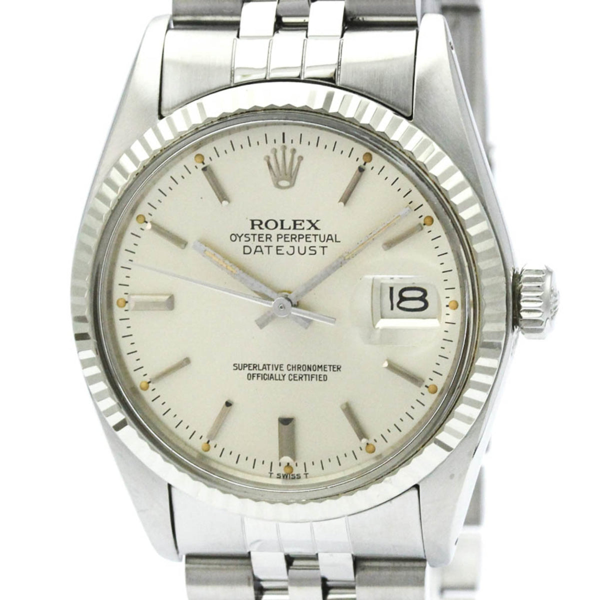 ROLEX Datejust 18K White Gold Steel Automatic Mens Watch 16014 Polished — Very Good