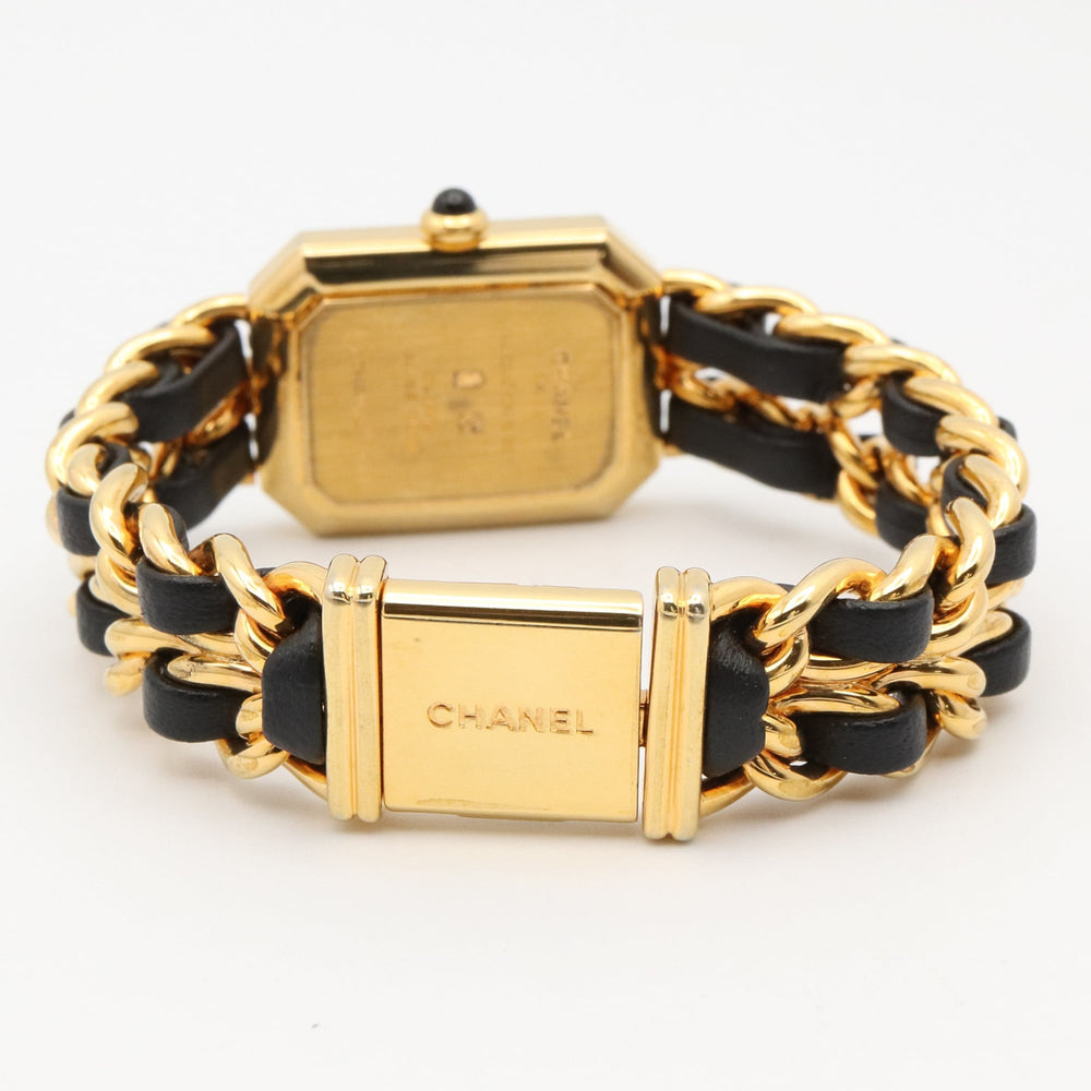 Chanel CHANEL Première S Watch, Gold Plated (GP), Leather Strap, Women's, Black, H0001 — Very Good