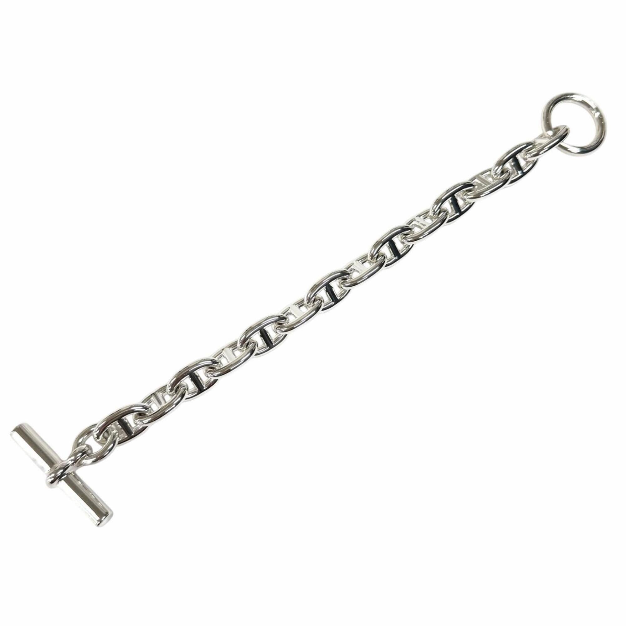 HERMES Chaine d'Ancre MM 925 Bracelet, 14 links, Silver, with Case, Made in France, Weight: 53.2g, Women's — Like New