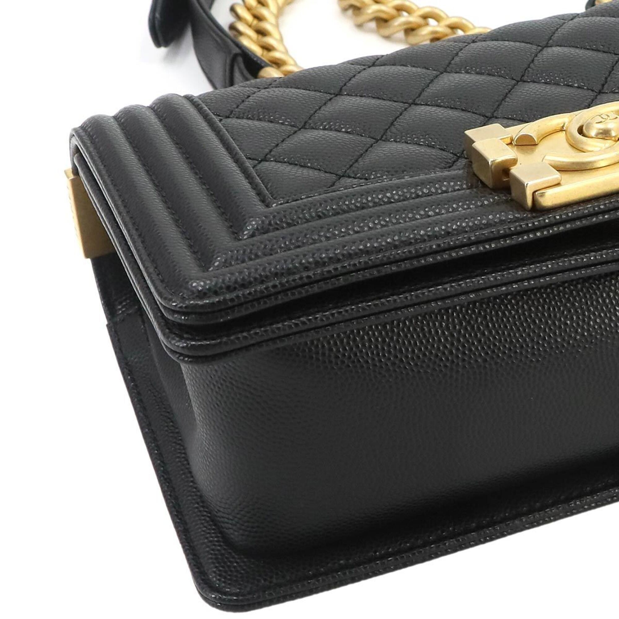 Chanel Boy Small Chain Shoulder Handbag, Caviar Leather, Black, A67085, Gold Hardware — New - Store Return