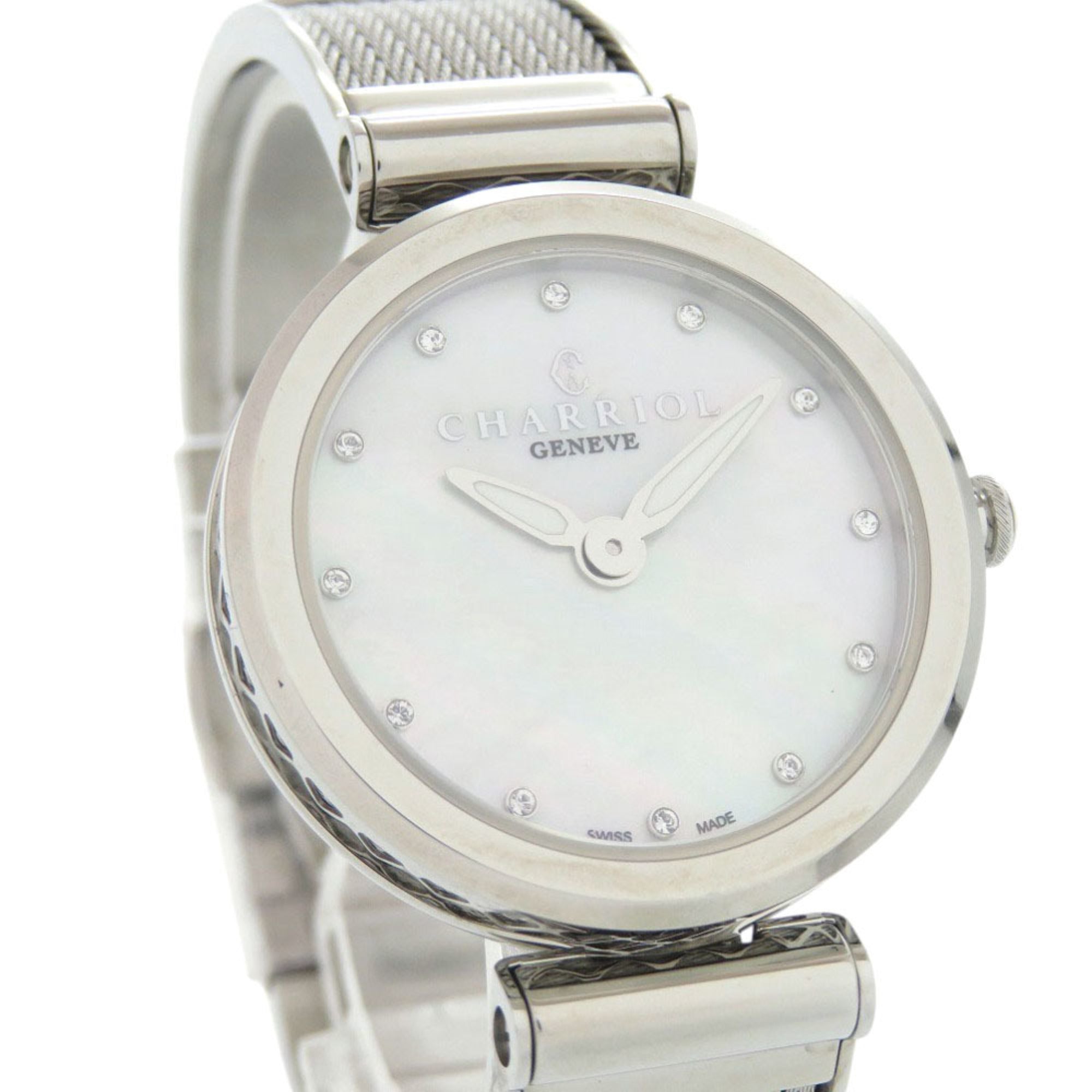 Unused Charriol FOREVER WATCH FE32.101.000 Stainless Steel White Shell Dial Quartz Wristwatch 1439 CHARRIOL — Like New