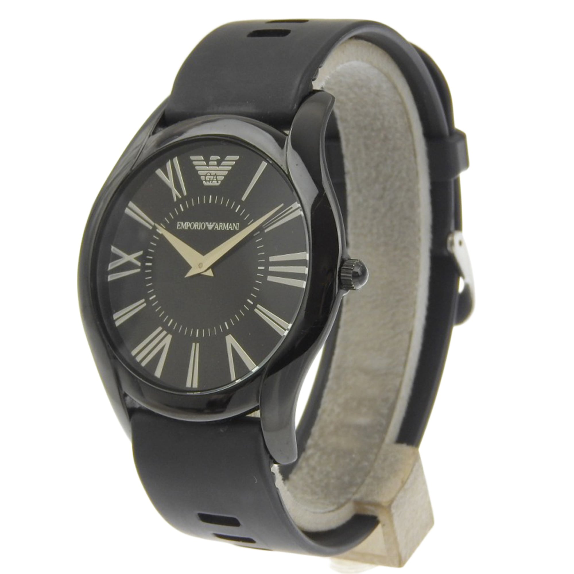 Emporio Armani AR-2059 Men's Watch, Stainless Steel x Rubber, Quartz, Analog, Black Dial — Good