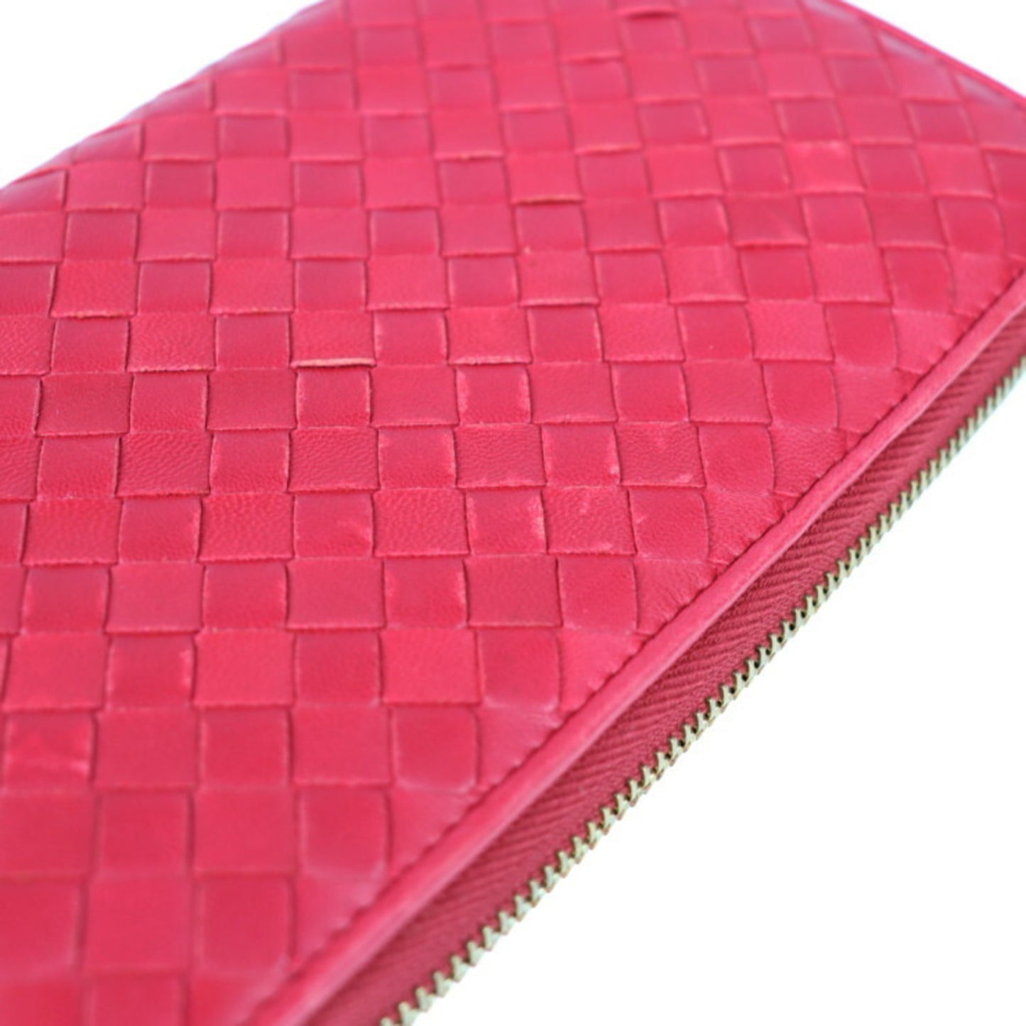 BOTTEGA VENETA Bottega Veneta intrecciato long wallet 114076 leather red series round zipper