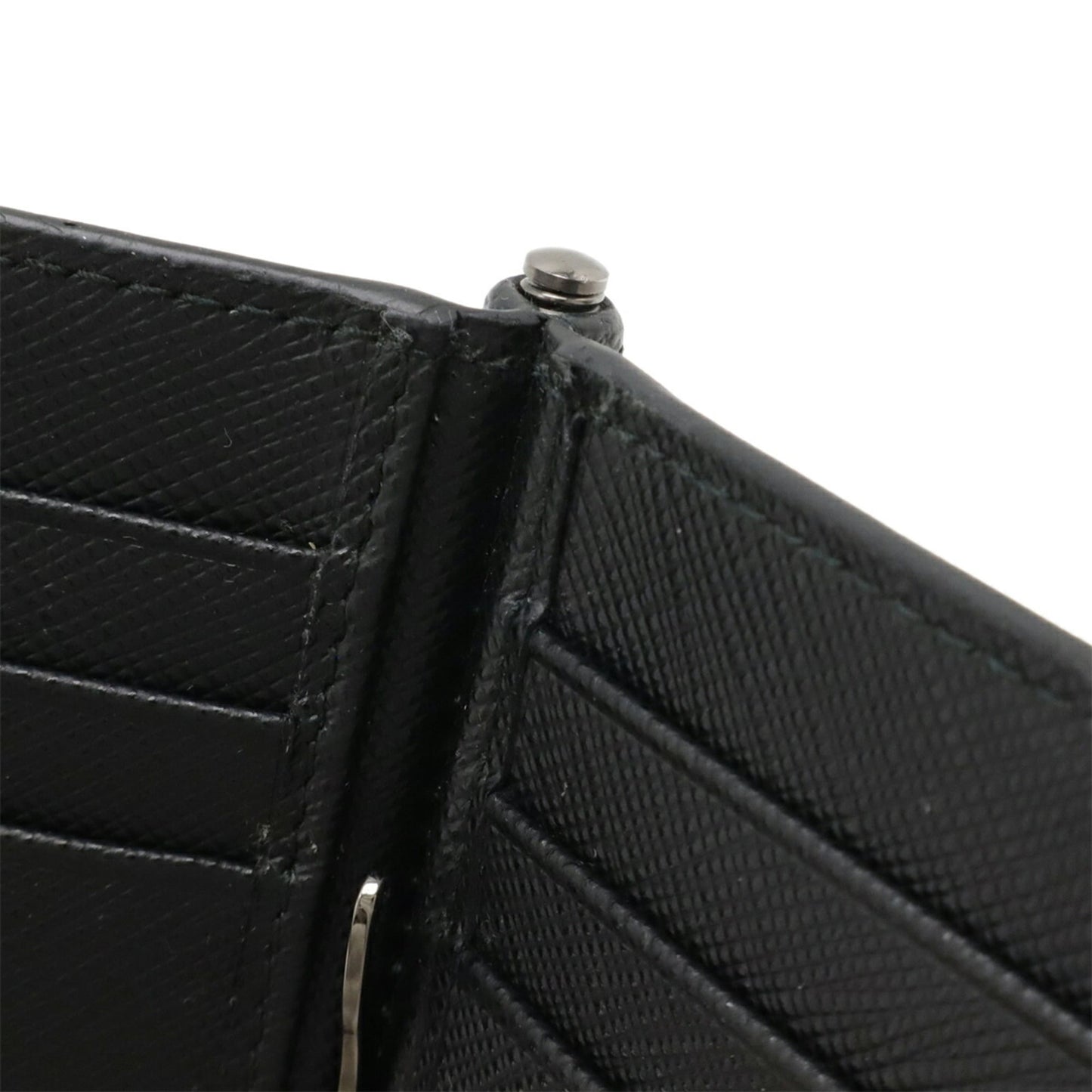 PRADA SAFFIANO METAL Bi-fold Wallet with Money Clip, Black Leather, Nero, 2MN077, Purchased at a Japanese Boutique