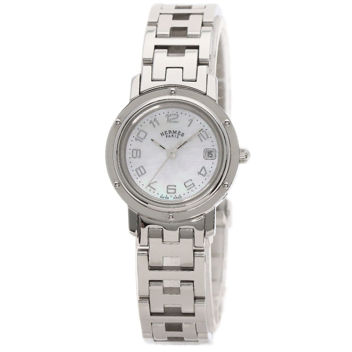 Hermes CL4.210 Clipper Nacle Watch Stainless Steel SS Ladies HERMES — Very Good