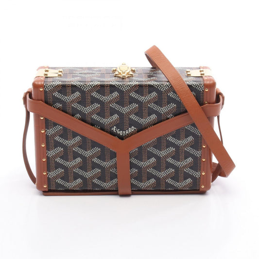 Goyard Minaudière Trunk Bag, Shoulder Coated Canvas and Leather, Women's, Black, Brown, White, MINA08PMLTY01CL03O