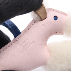 Hermes Buddy Charm Rose Darling Blue France Accessory Sheepskin Agneau Milo Women's Pink White — New - Store Return
