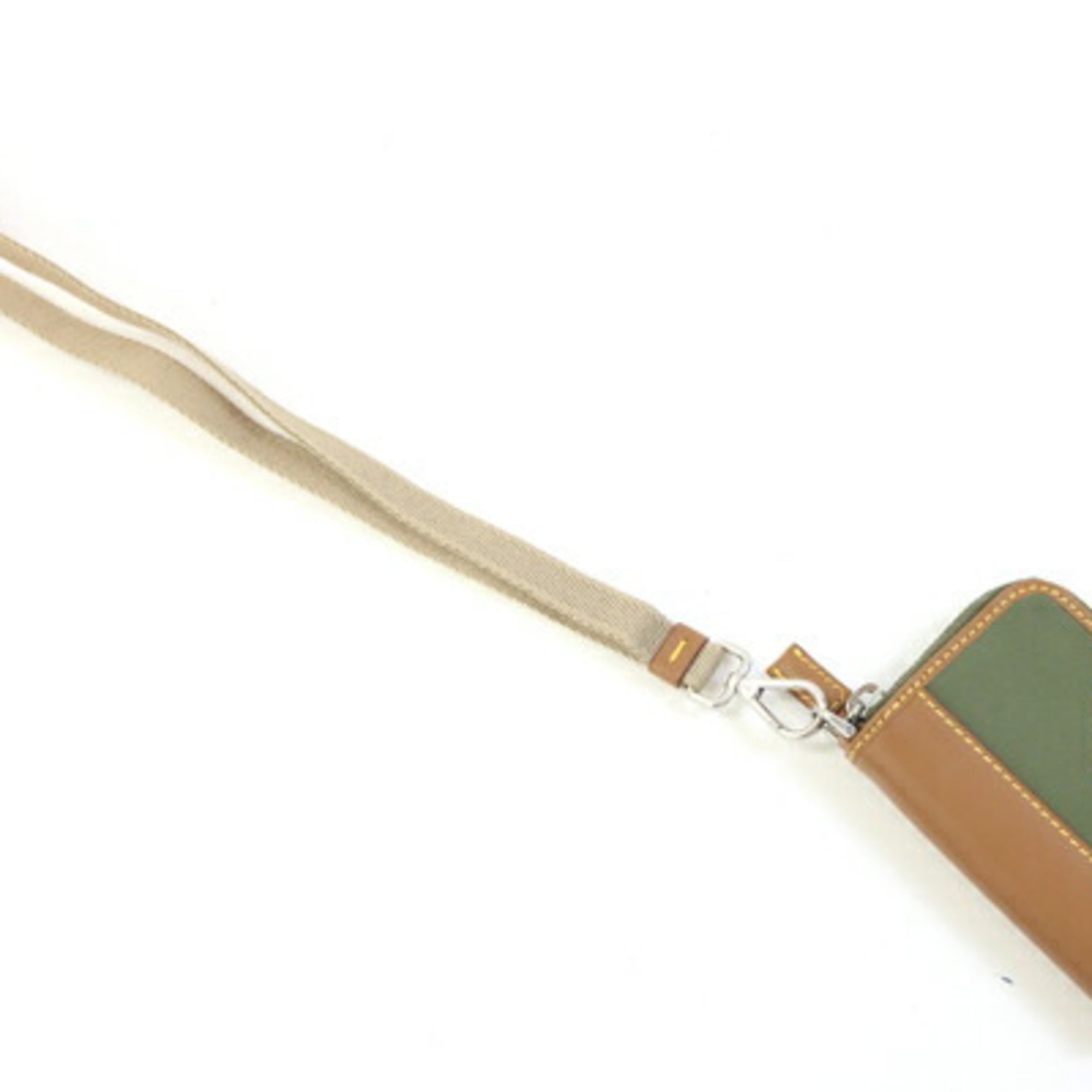 Prada Coin Case 2MR039 Khaki Brown Nylon Leather with Neck Strap, Mini Wallet, Round Compact Wallet for Men and Women