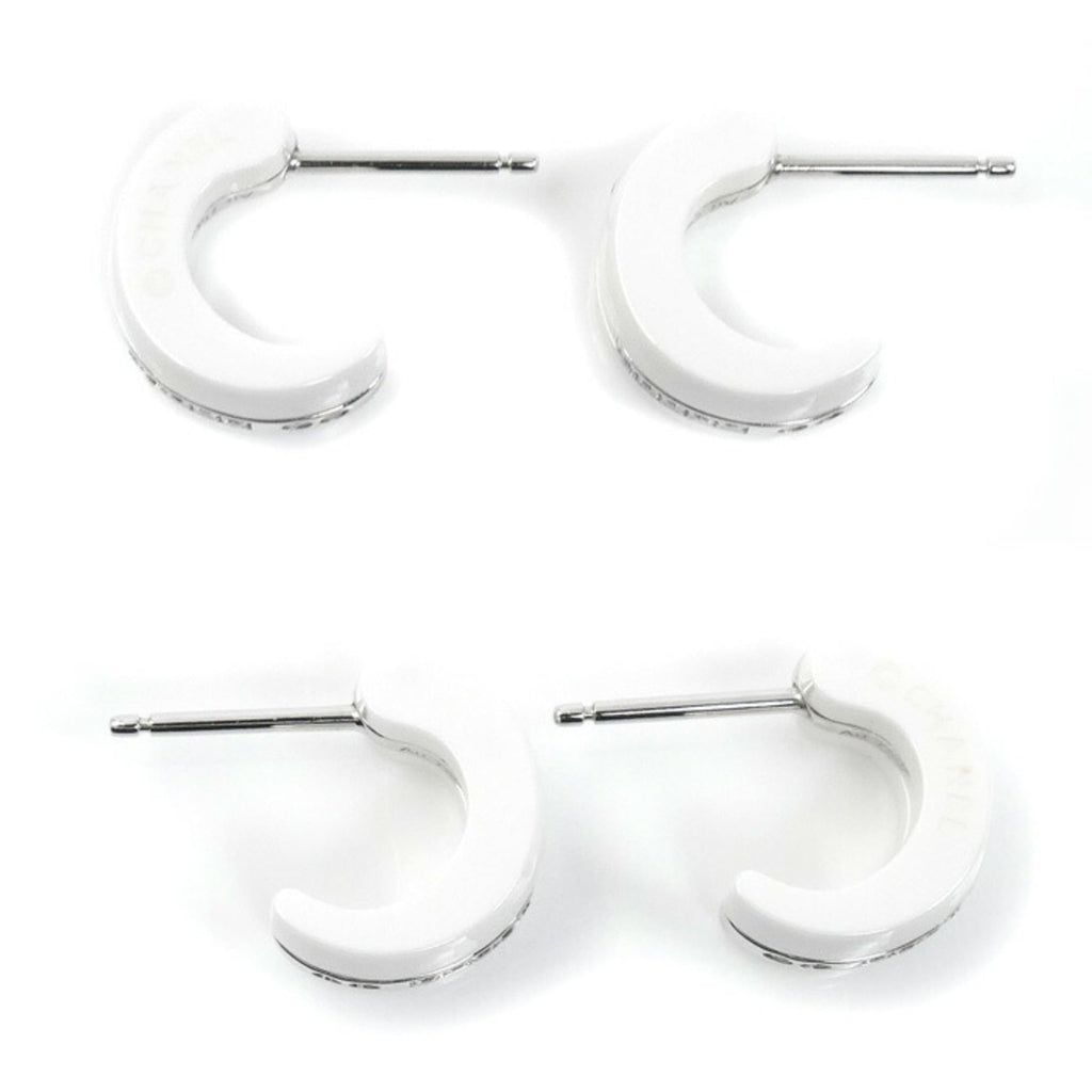 CHANEL 18K White Gold and Ceramic Ultra Collection Diamond Earrings J4303, 8.1g, Women's