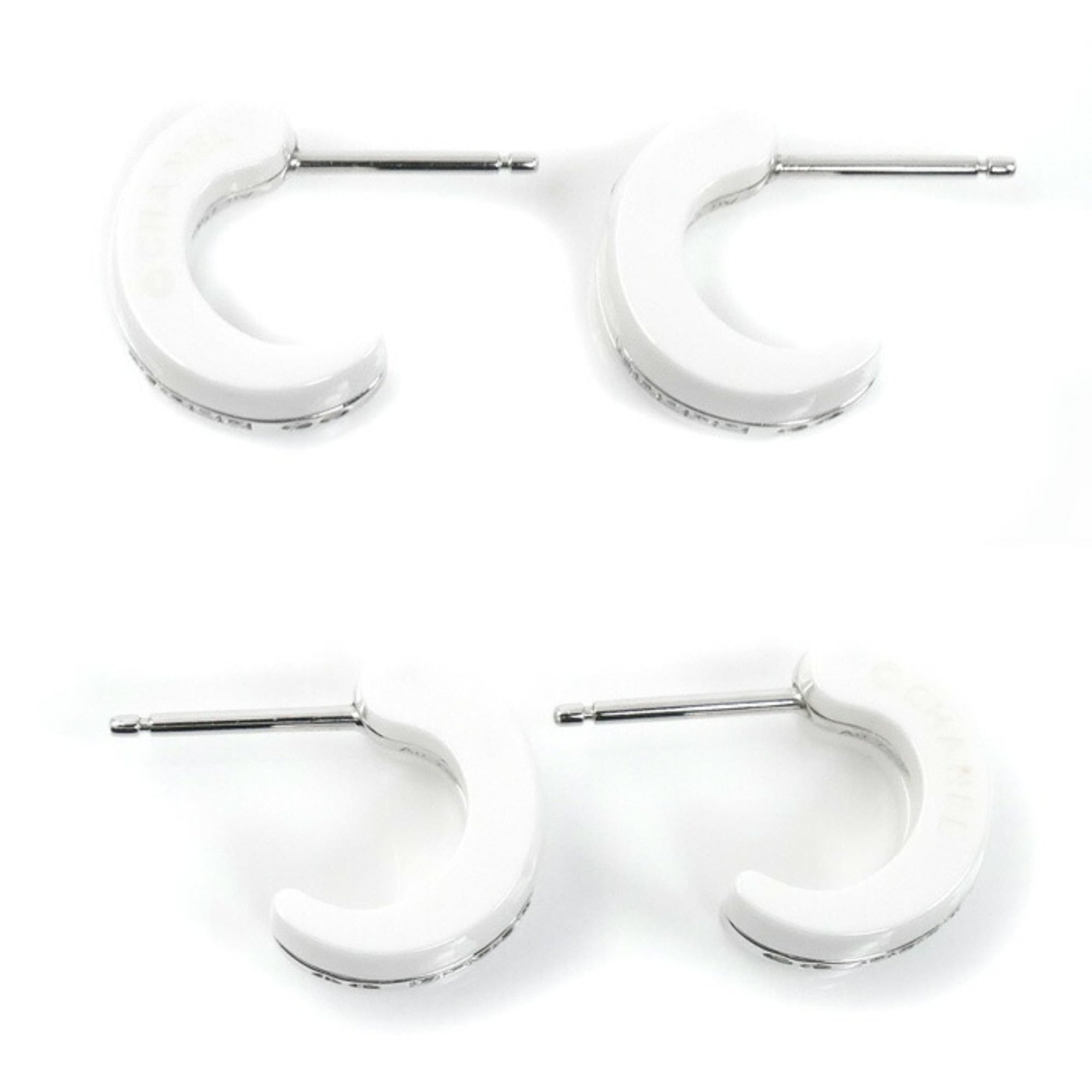 CHANEL 18K White Gold and Ceramic Ultra Collection Diamond Earrings J4303, 8.1g, Women's