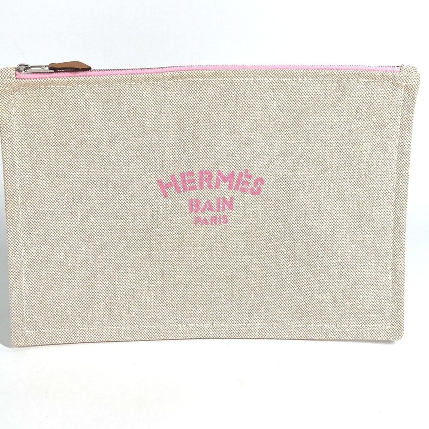 HERMES Yachting GM clutch bag, makeup pouch, multi-purpose canvas, men's and women's, pink