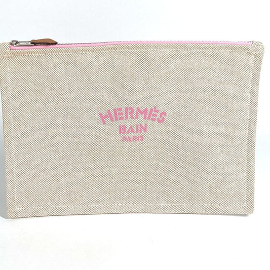 HERMES Yachting GM clutch bag, makeup pouch, multi-purpose canvas, men's and women's, pink