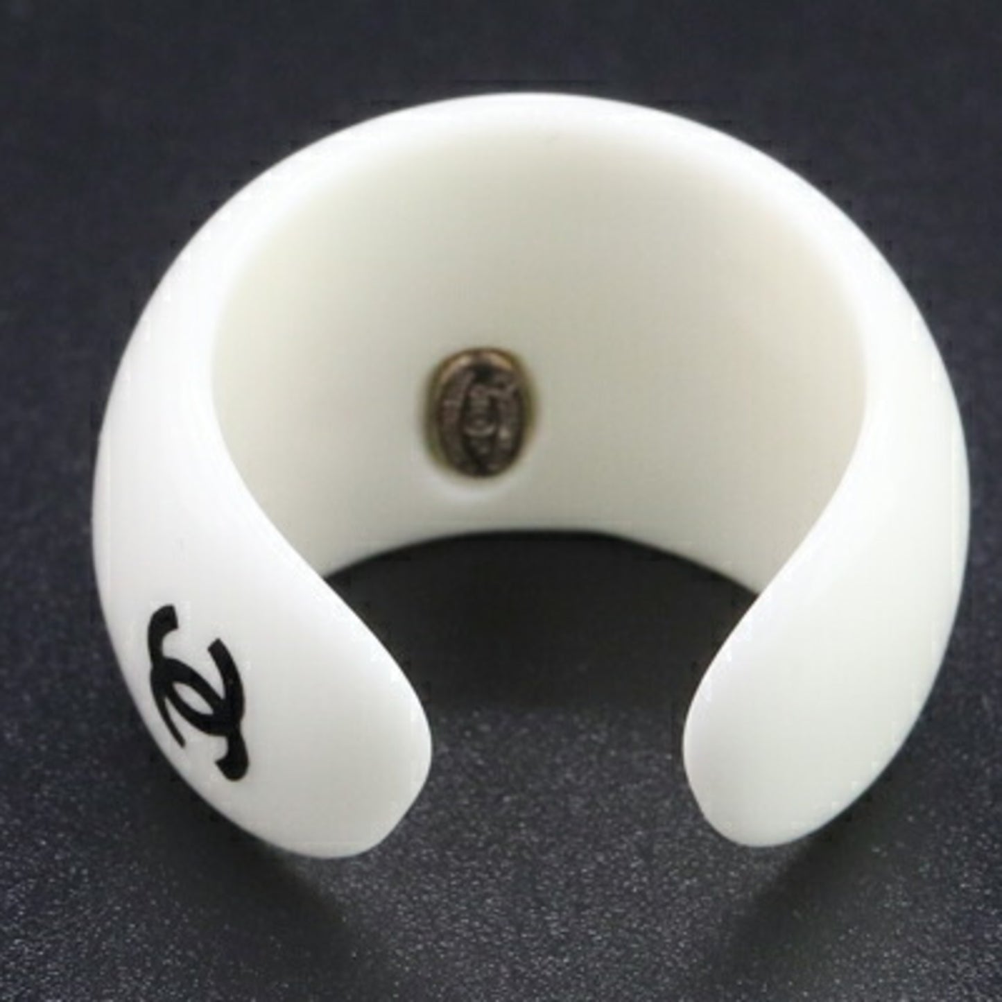 Chanel COCO Ring A16507 Ivory Black 01P 2001 Model Size 13/US 6.5-7 Women's CHANNEL