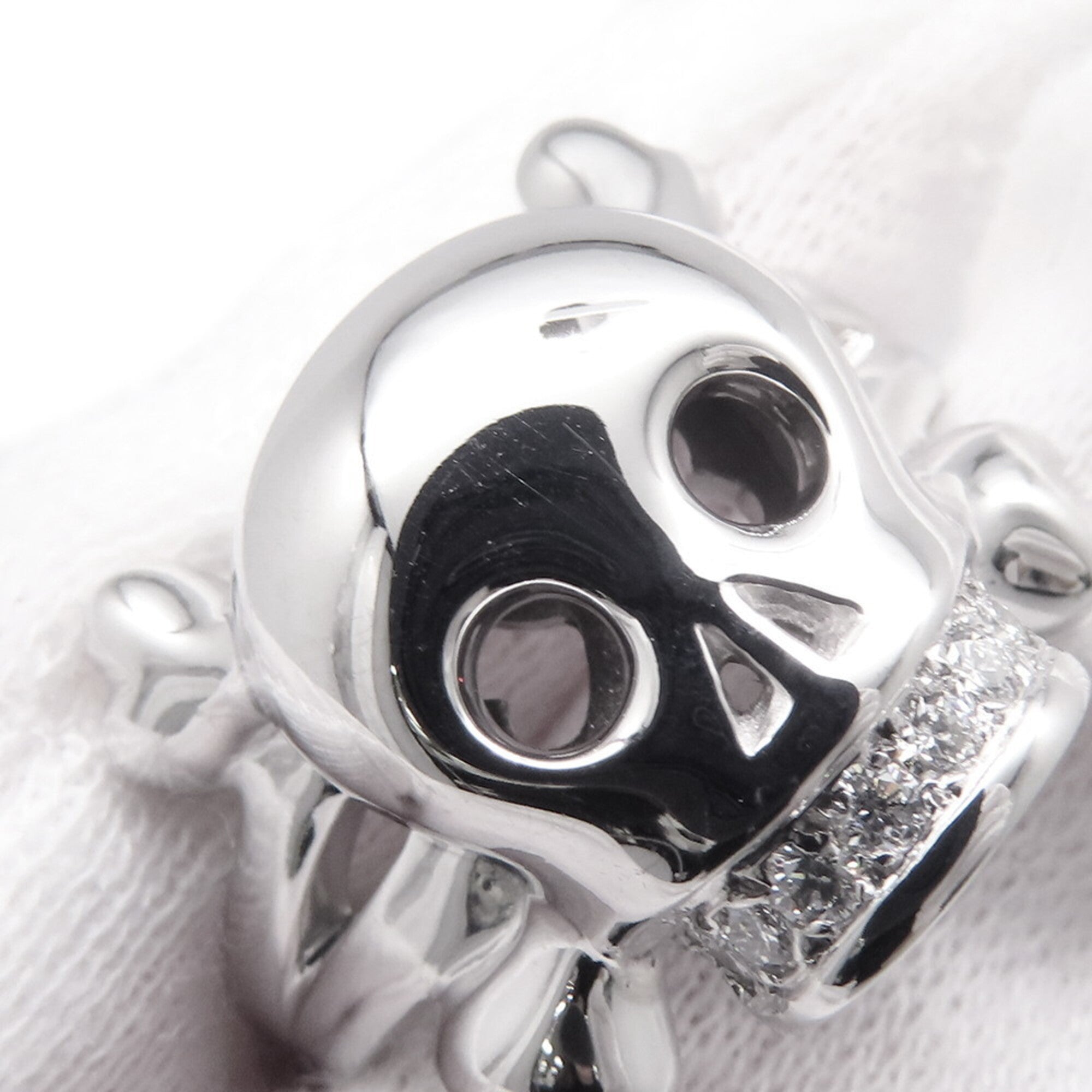 Christian Dior ring, Tete de Mort skull diamond, 18K white gold, ring size 55 — Like New