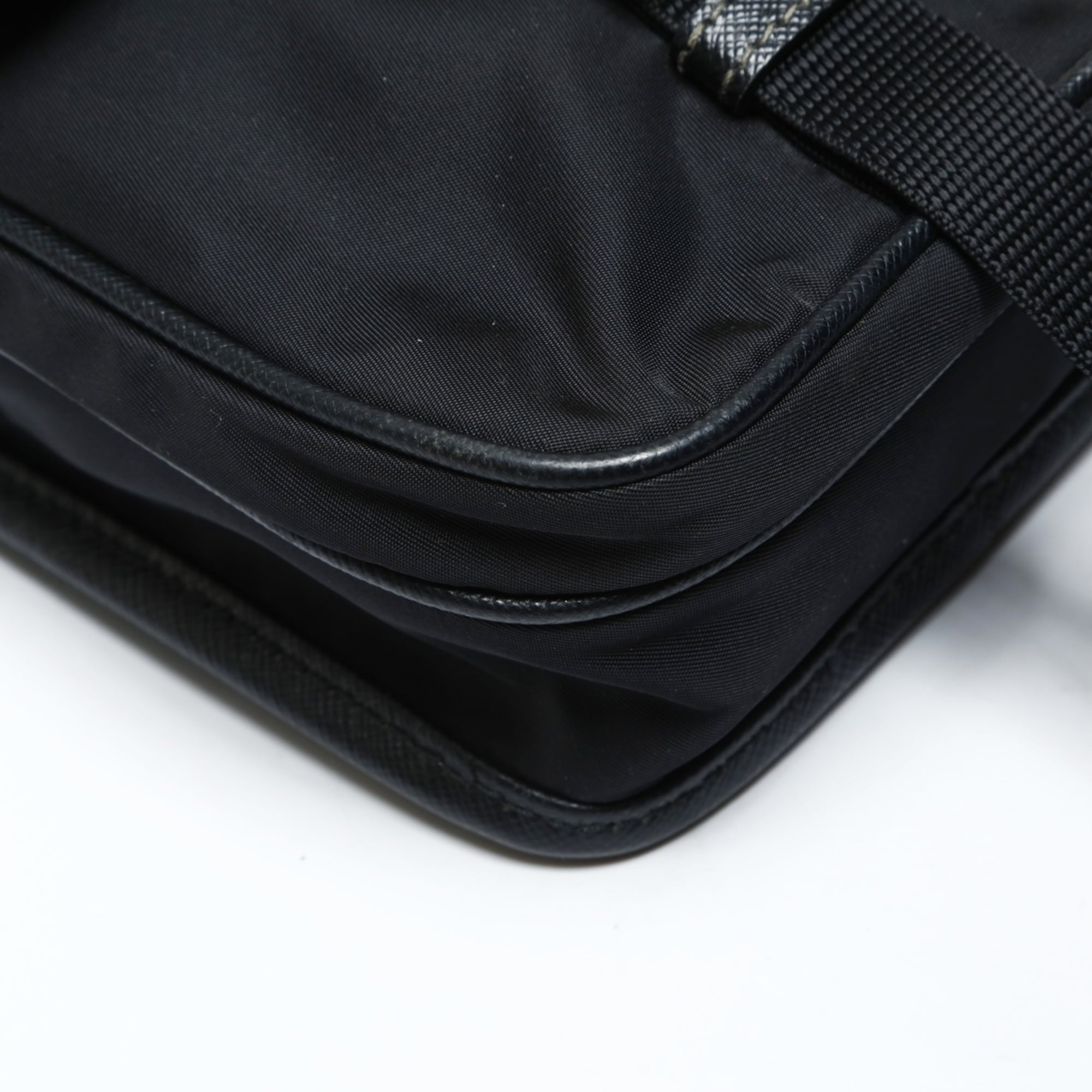 Prada Saffiano Nylon Shoulder Bag 2VD043 Black