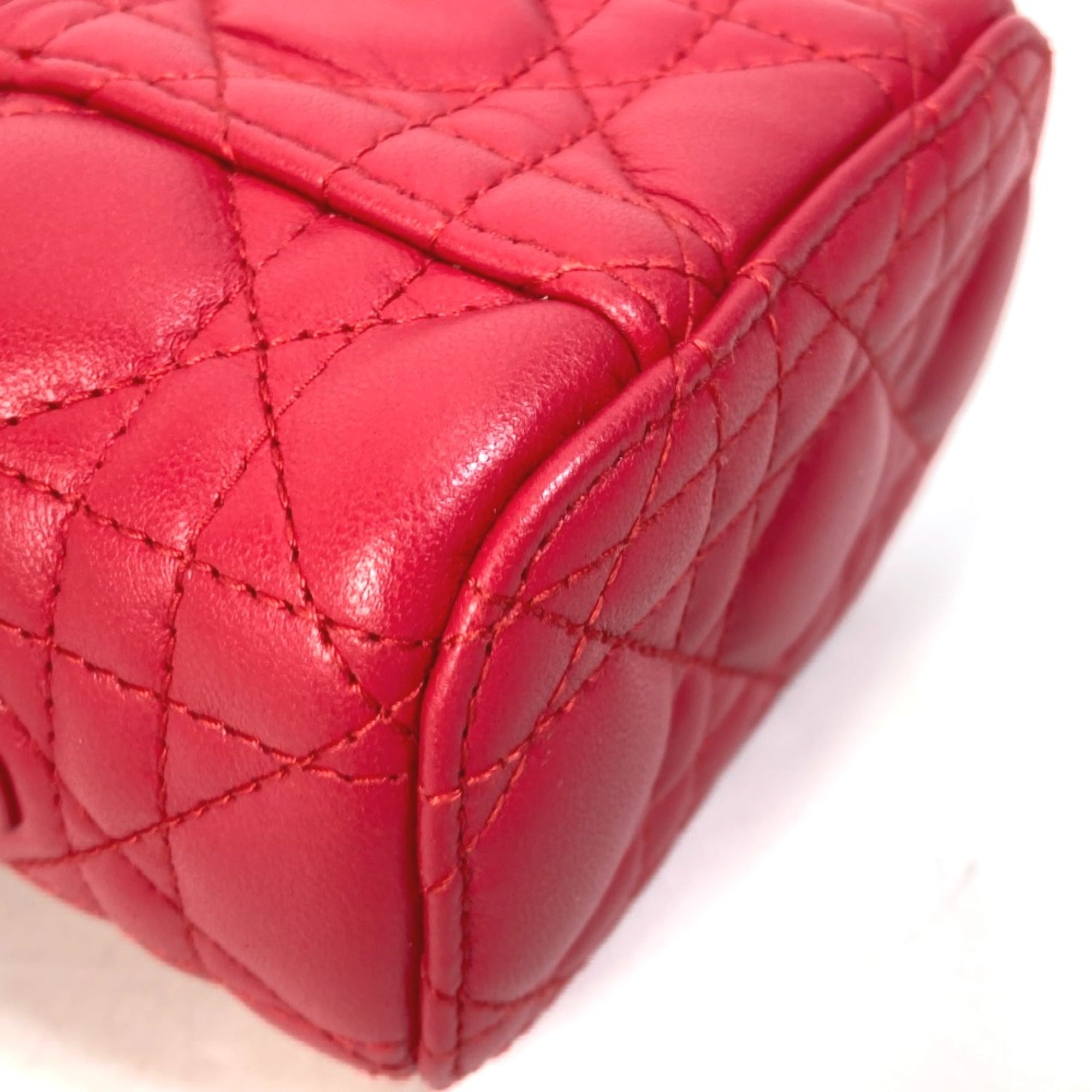 CHRISTIAN DIOR S0918ONMJ LADY CHRISTIAN DIOR LADY DIOR 2WAY Shoulder Bag Hand Bag Vanity bag RedBased — Like New
