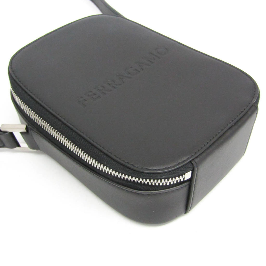 Salvatore Ferragamo AU-24 1469 Men's Leather Shoulder Bag Black