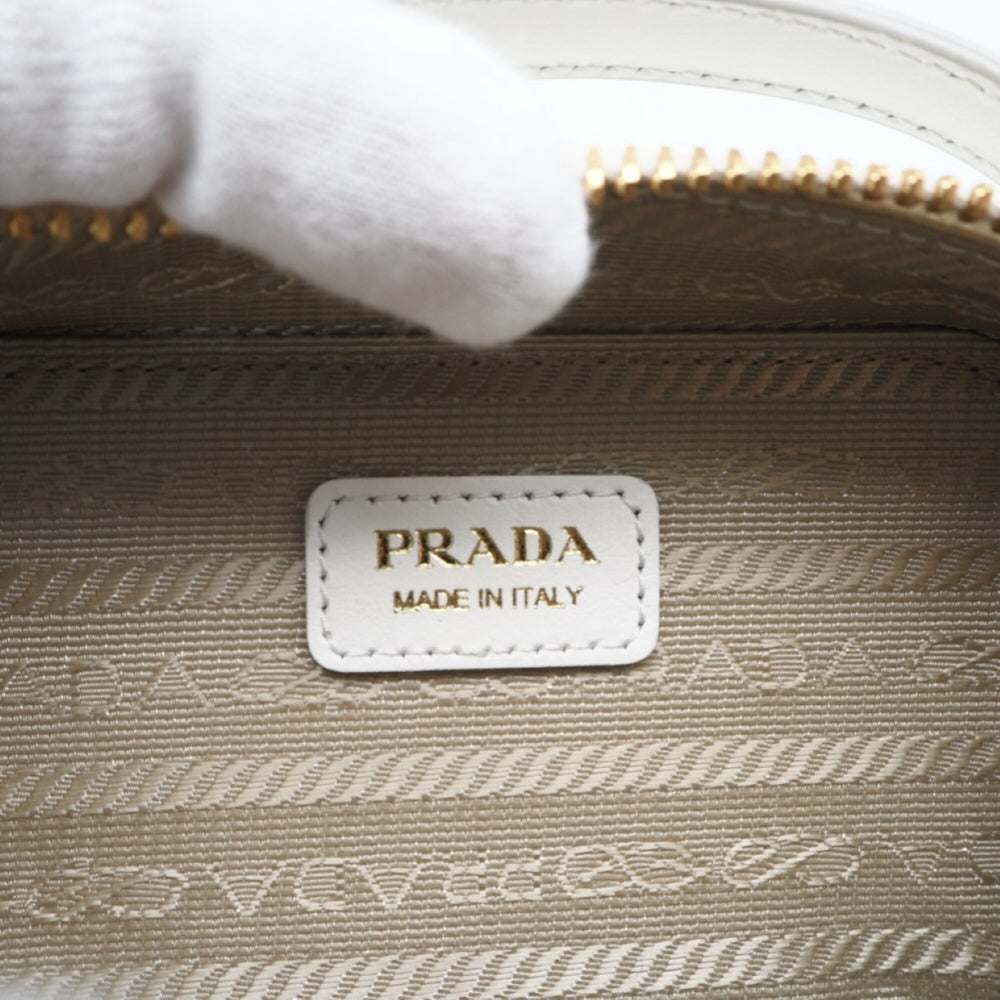 PRADA Saffiano Triangle Mini Pouch 1NR025 Shoulder Bag White Women's — New - Store Return