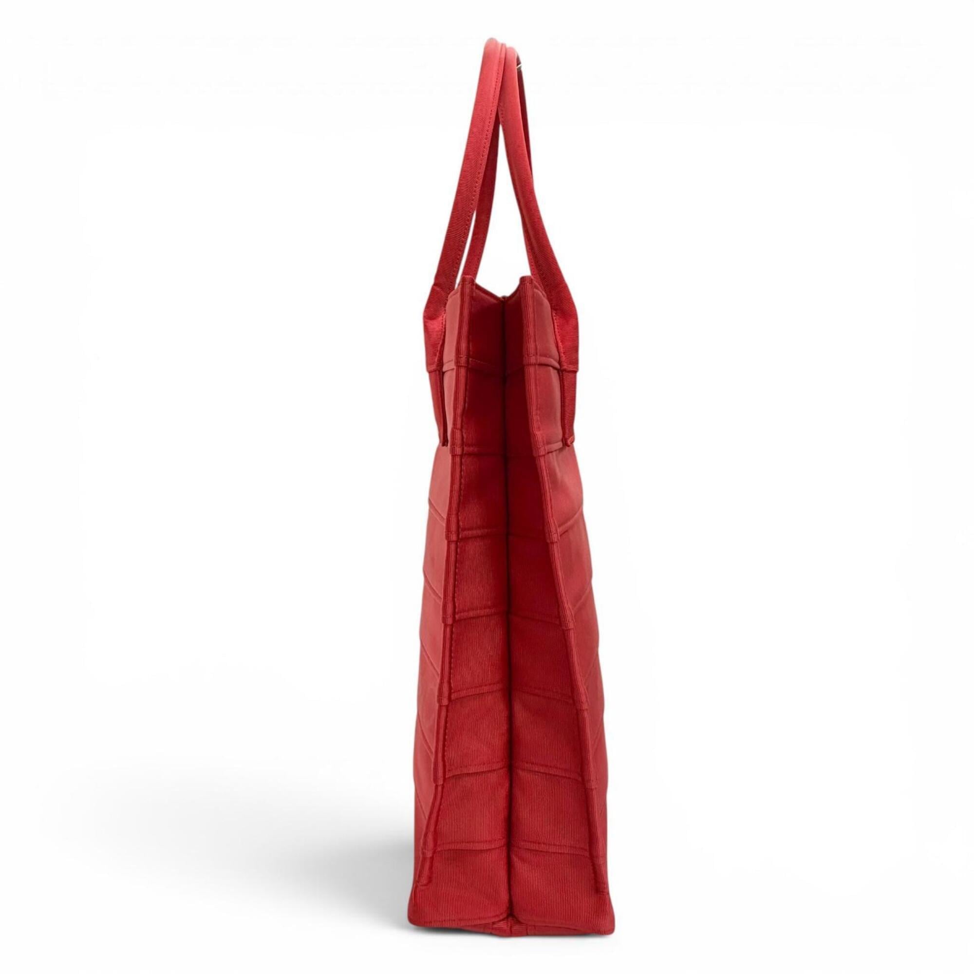 Salvatore Ferragamo FERRAGAMO 213986 Front Logo Leather Grosgrain Square Tote Bag Red Made in Italy Women's with Dust — Like New