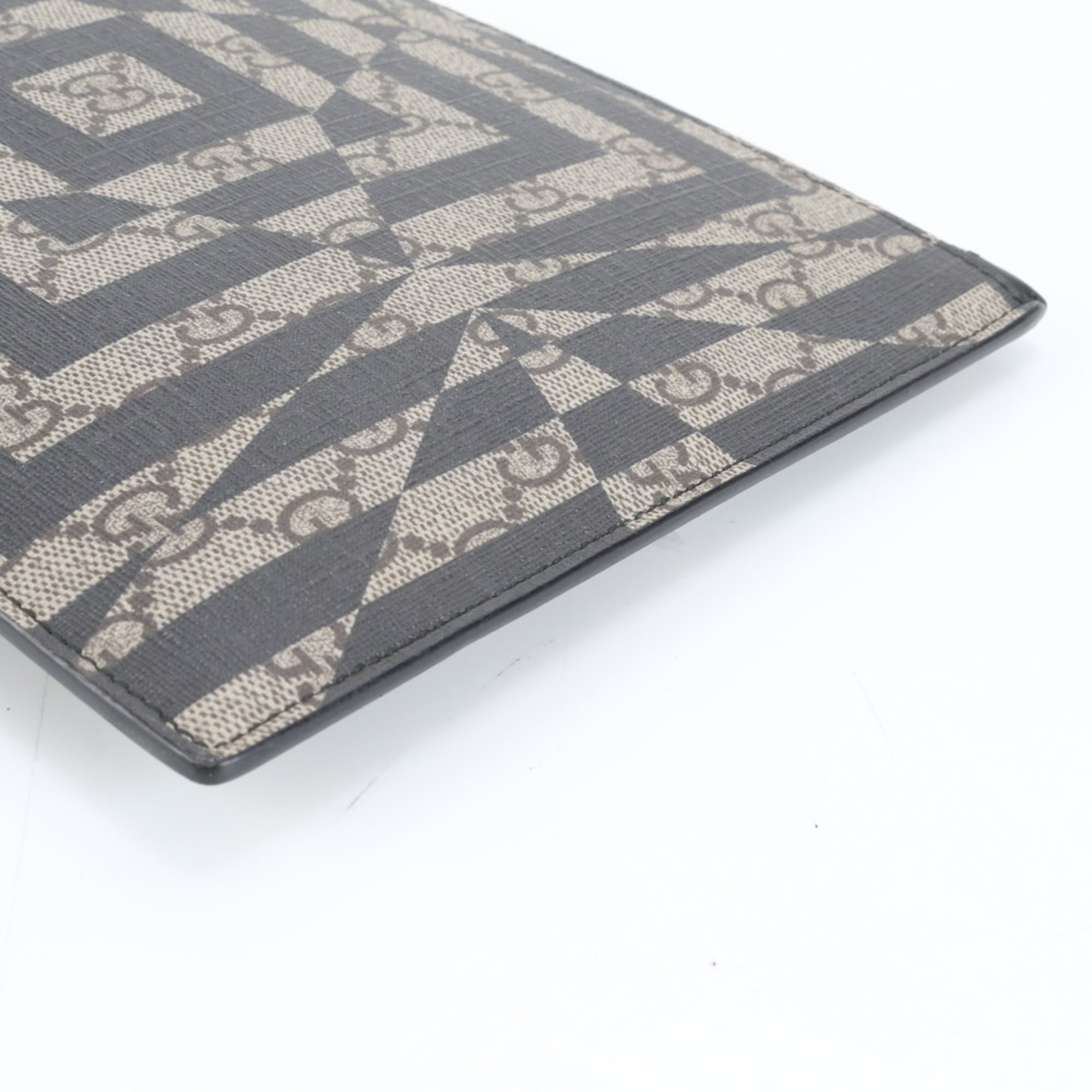 Gucci GG Kaleido 411768 Leather Clutch Bag Pouch Black Men's