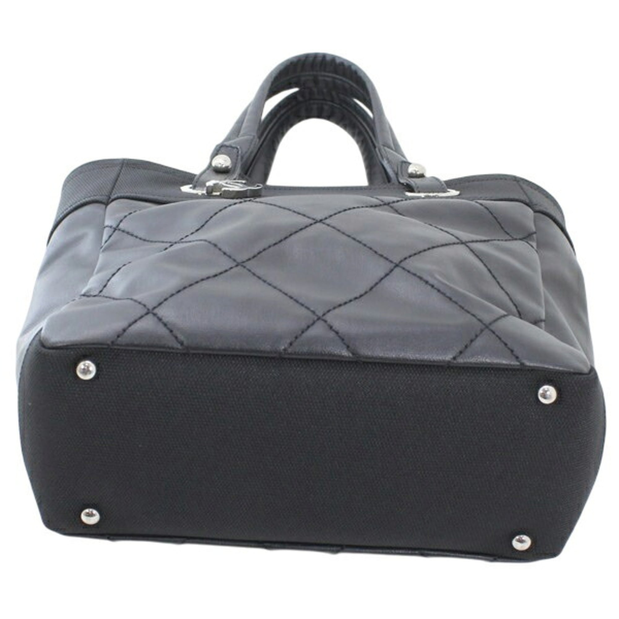 CHANEL Paris Biarritz Tote PM Black PVC Nylon Leather Bag Coco Mark A34208 T6222 — Like New