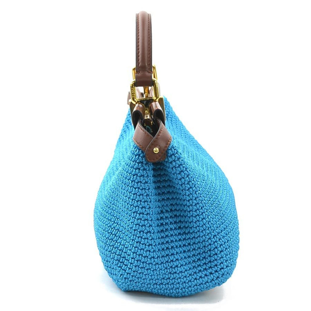 FENDI handbag shoulder bag peekaboo polyester leather blue x brown ladies 8BN244-AFP3 h30812a