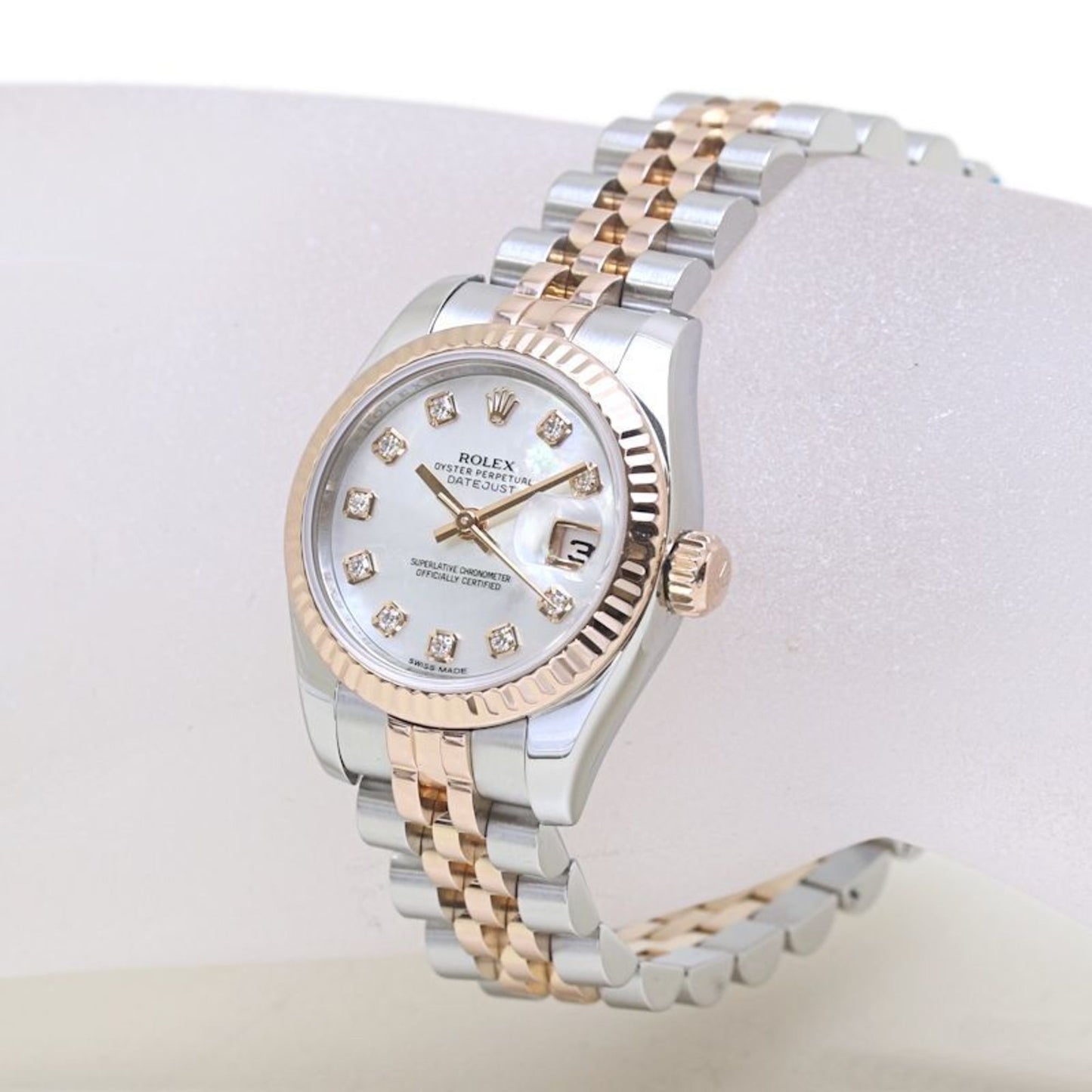 ROLEX Rolex Datejust 10P Diamond 179171NG White Shell K18PG Pink Gold x Stainless Steel Ladies 40009 Watch