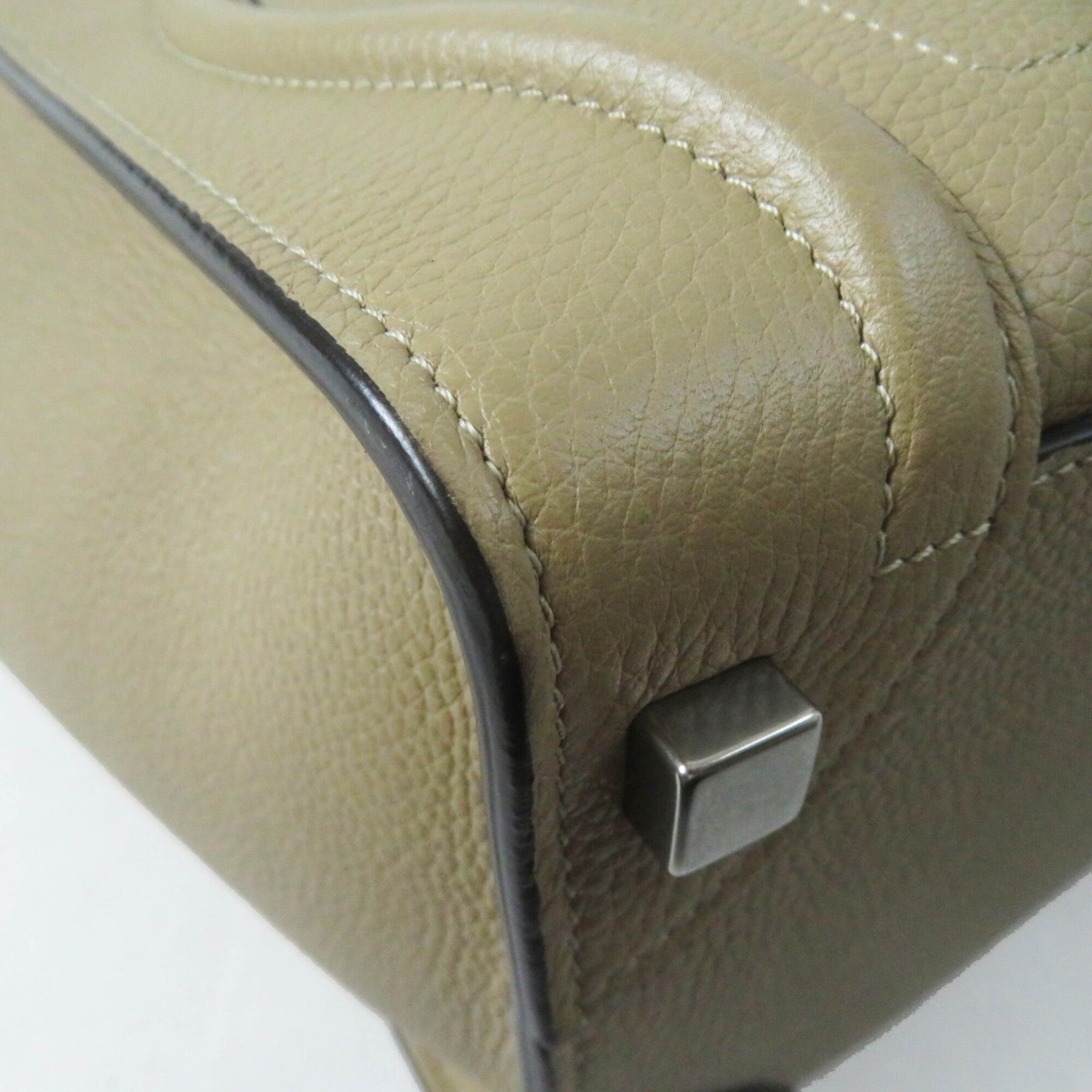 CELINE 18979 Luggage Micro Shopper Dune Drummed Calfskin Handbag with Dust Bag, Made in Italy, Women's — Like New