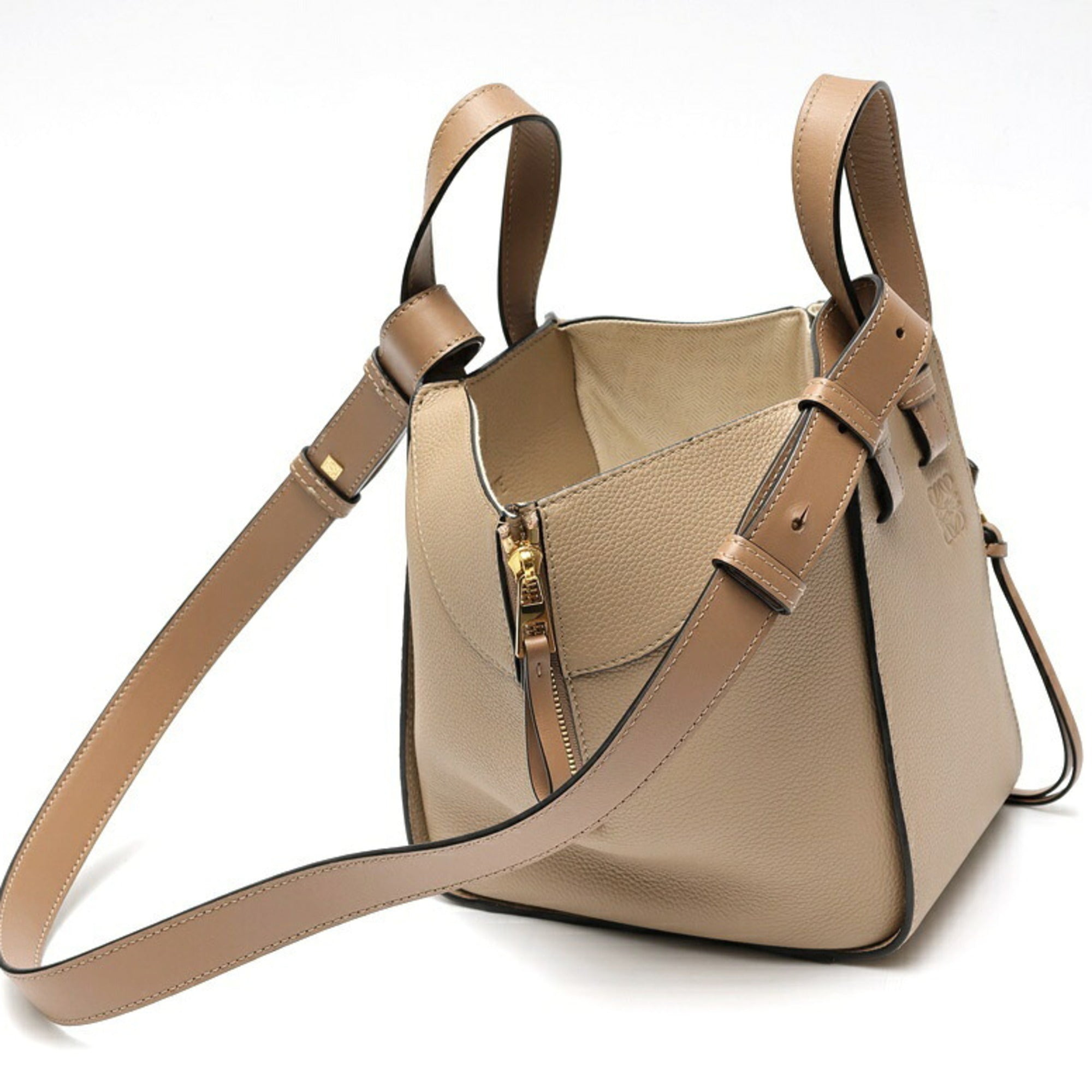 LOEWE Hammock Bag Compact A538H13X03 in Calfskin Sand (Greige) — Like New