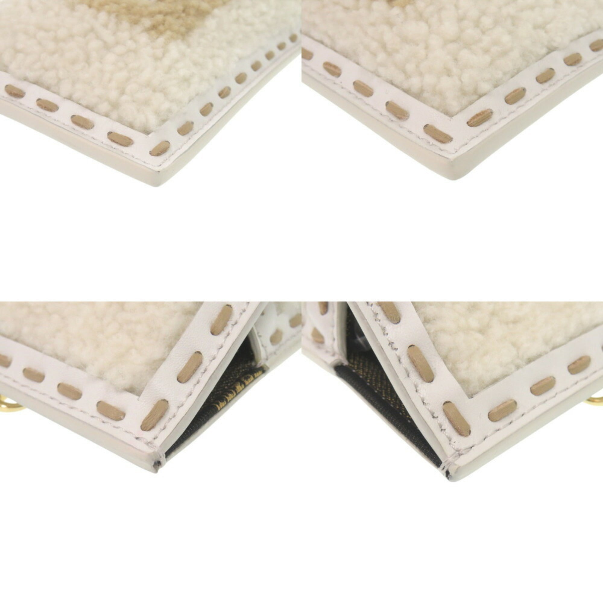Like new Fendi phone holder bag charm mouton/leather white pouch 1148FENDI — Like New
