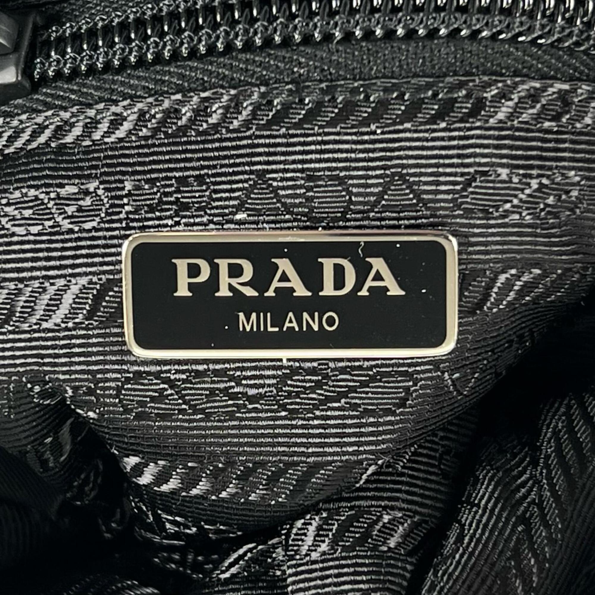 PRADA Re-Nylon Triangle Logo Cosmetic Pouch, Nylon Black, Made in Italy, Women's, with Box — Like New