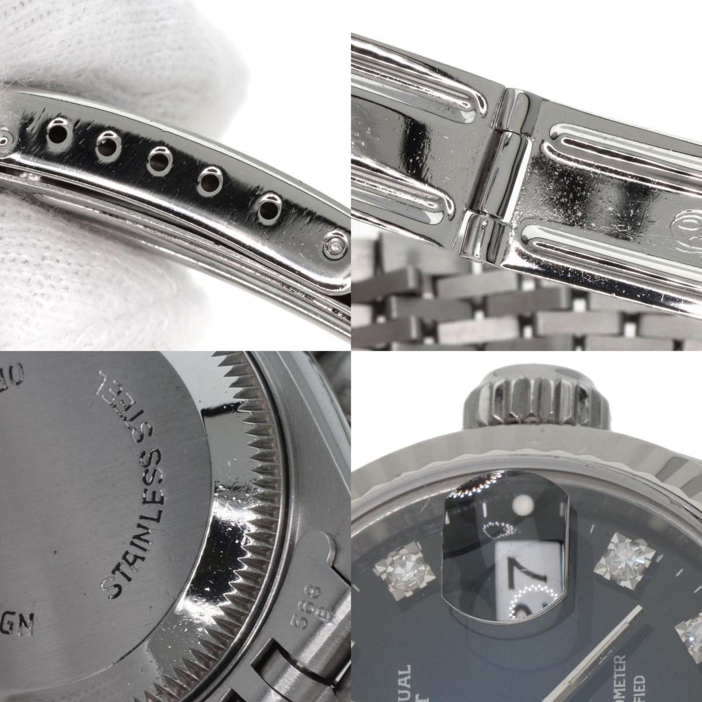 Rolex 69174G Datejust 10P Diamond Blue Gradient Watch Stainless Steel SS K18WG Ladies ROLEX