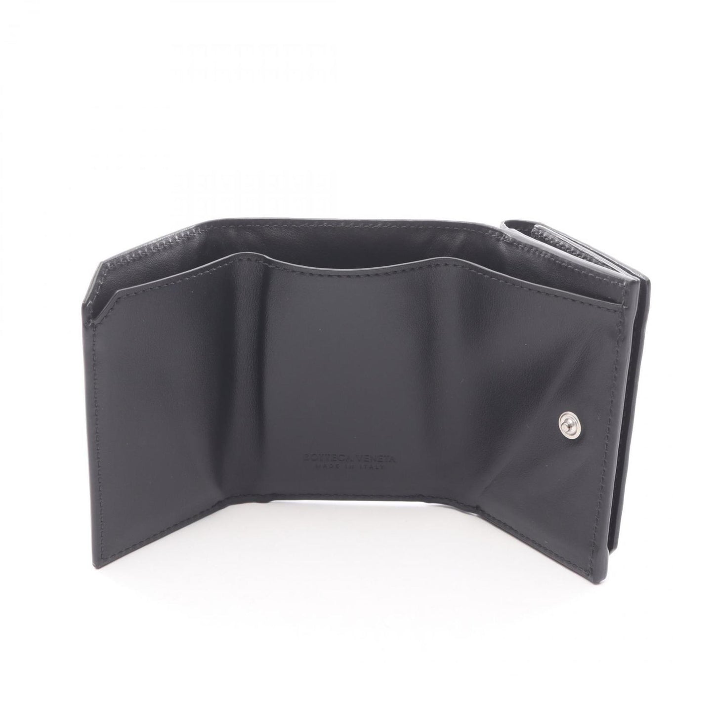Bottega Veneta Intrecciato Tri-fold Wallet, Leather, Women's, Black