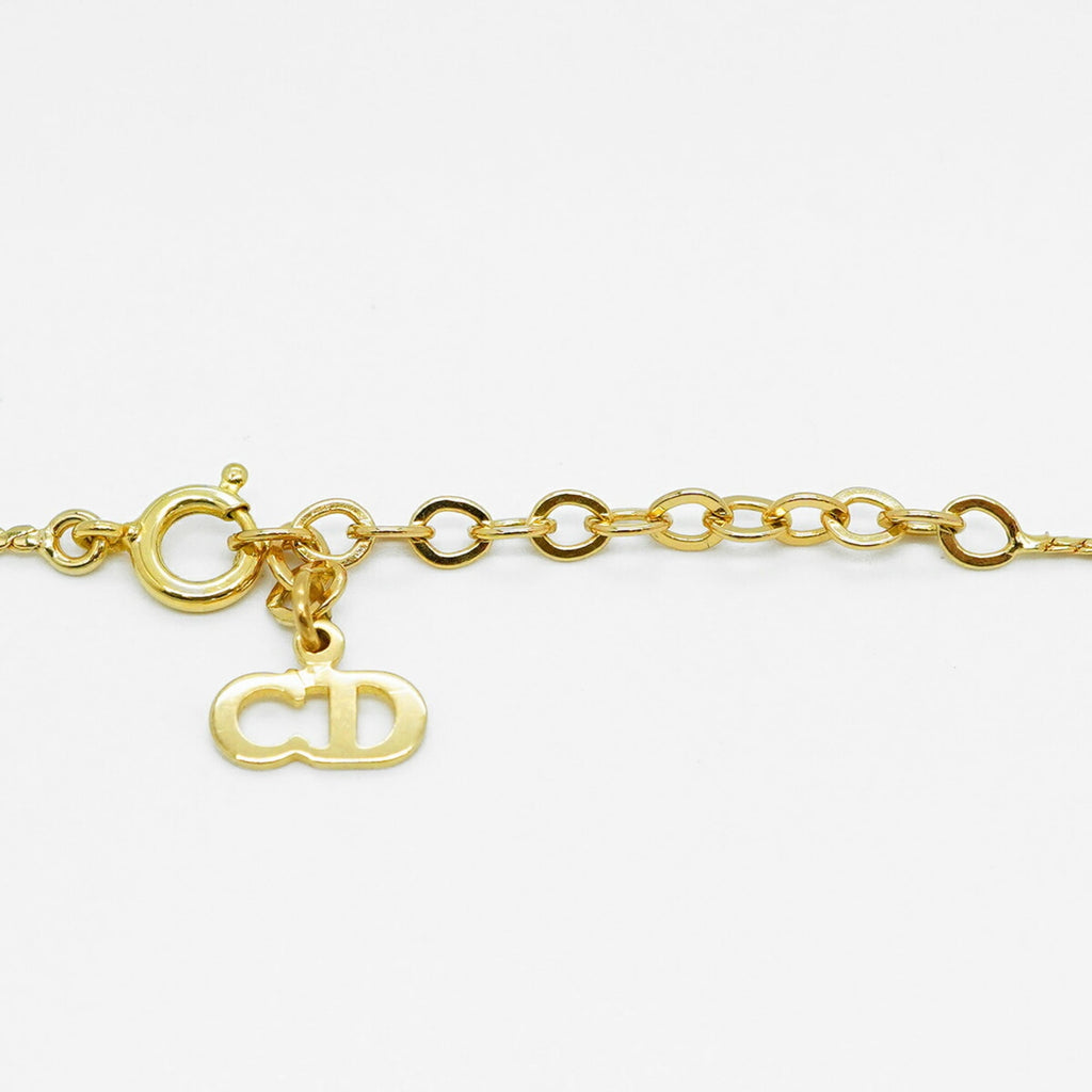 Christian Dior necklace with GP plating and rhinestones, gold, for women