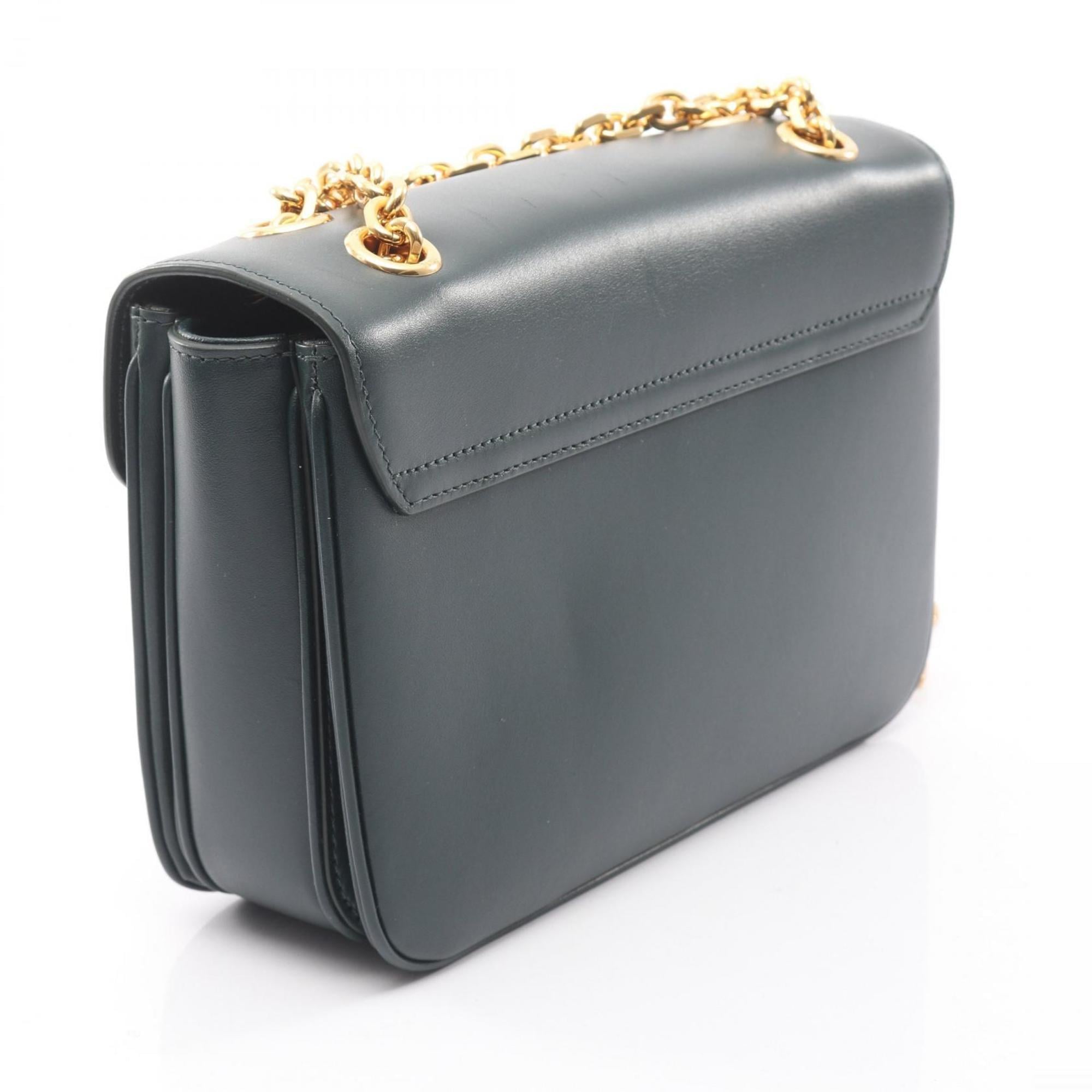 Celine C Cé Medium Shoulder Bag, Leather, Women's, Green